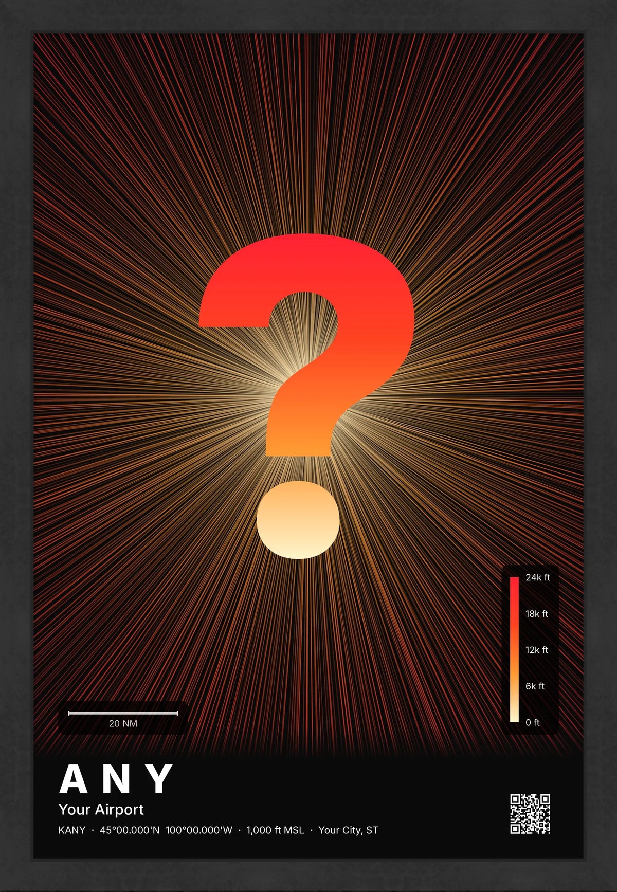 Custom airport print — Inferno theme · Dark [material:framed_black]
