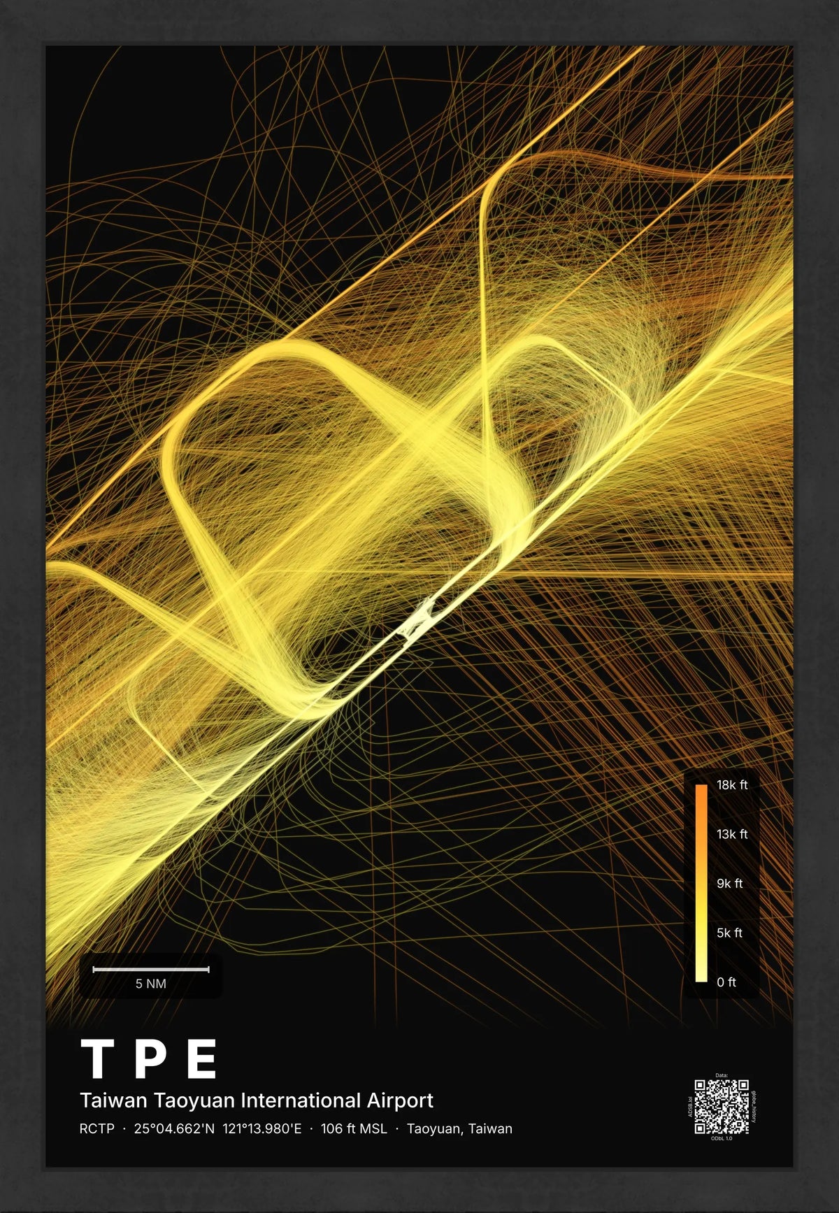 TPE flight path map — Solana theme · Dark [material:framed_black]