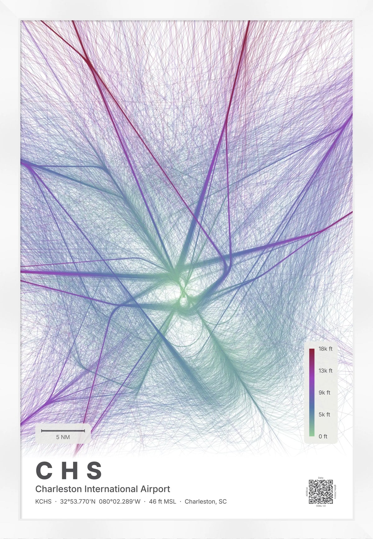 CHS flight path print — Prism theme · Light [material:framed_white]