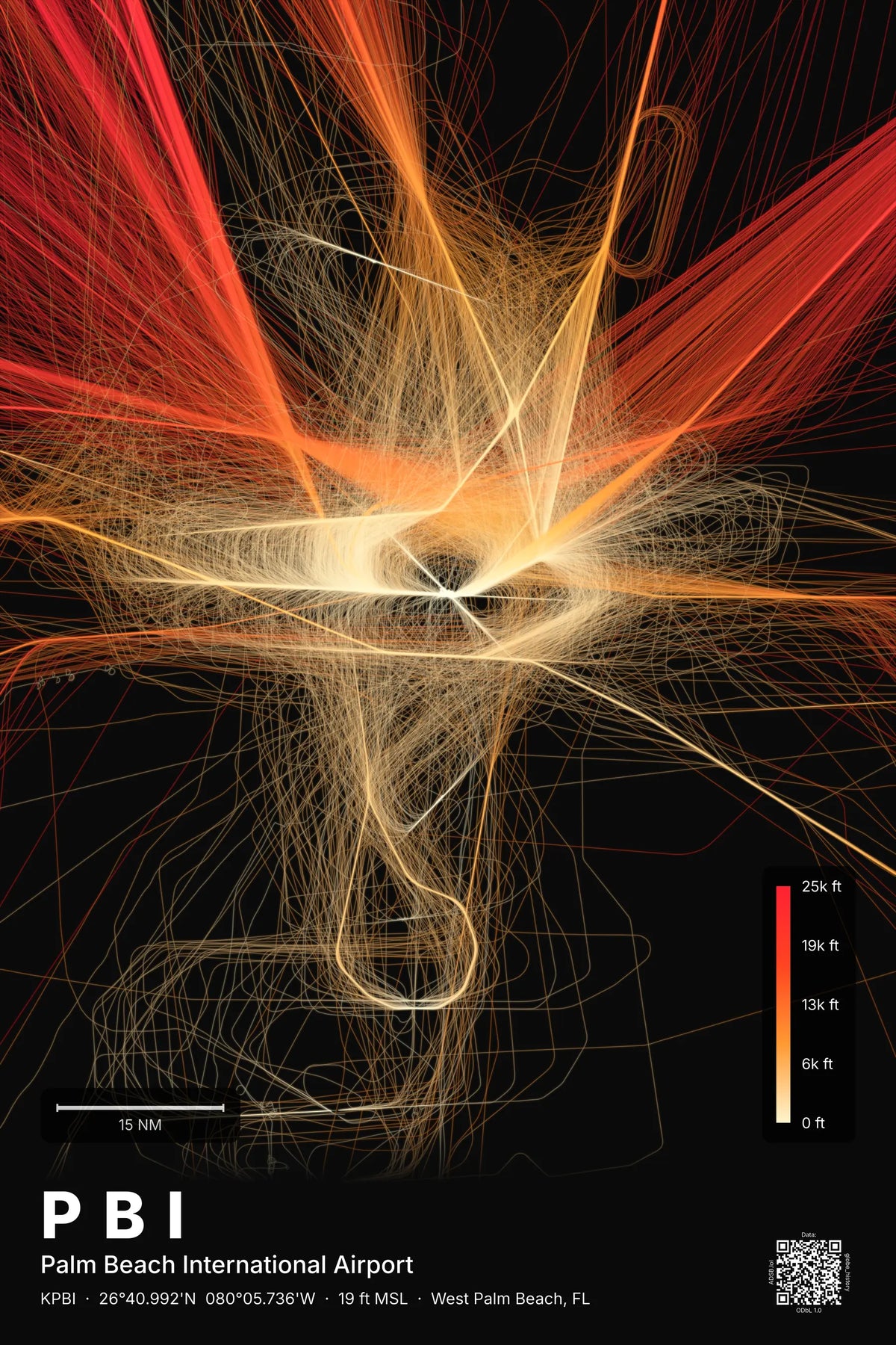 PBI flight path print — Inferno theme · Dark
