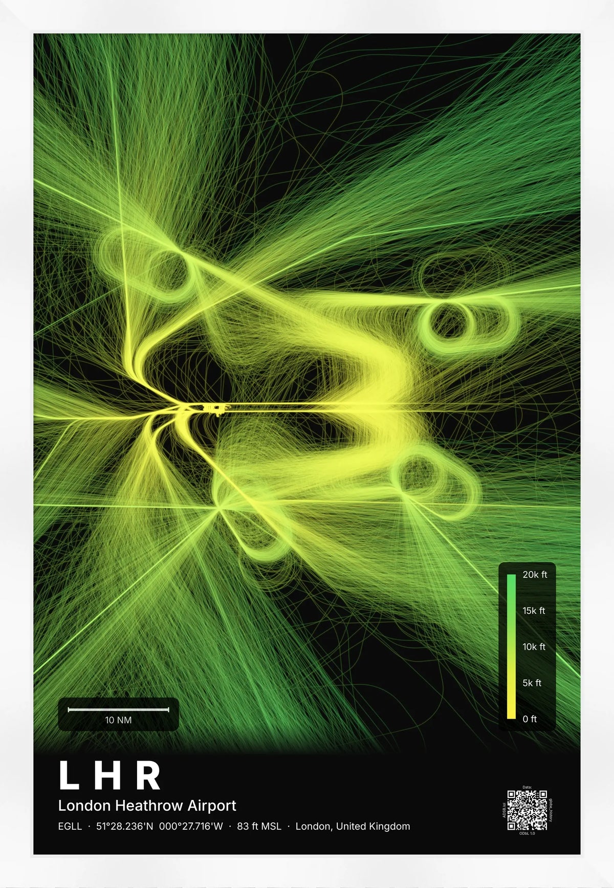 LHR flight path map — Citrus theme · Dark [material:framed_white]