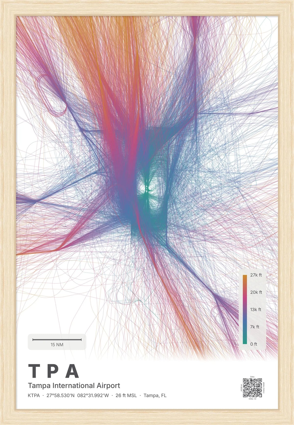 TPA flight path print — Aurora theme · Light [material:framed_natural]