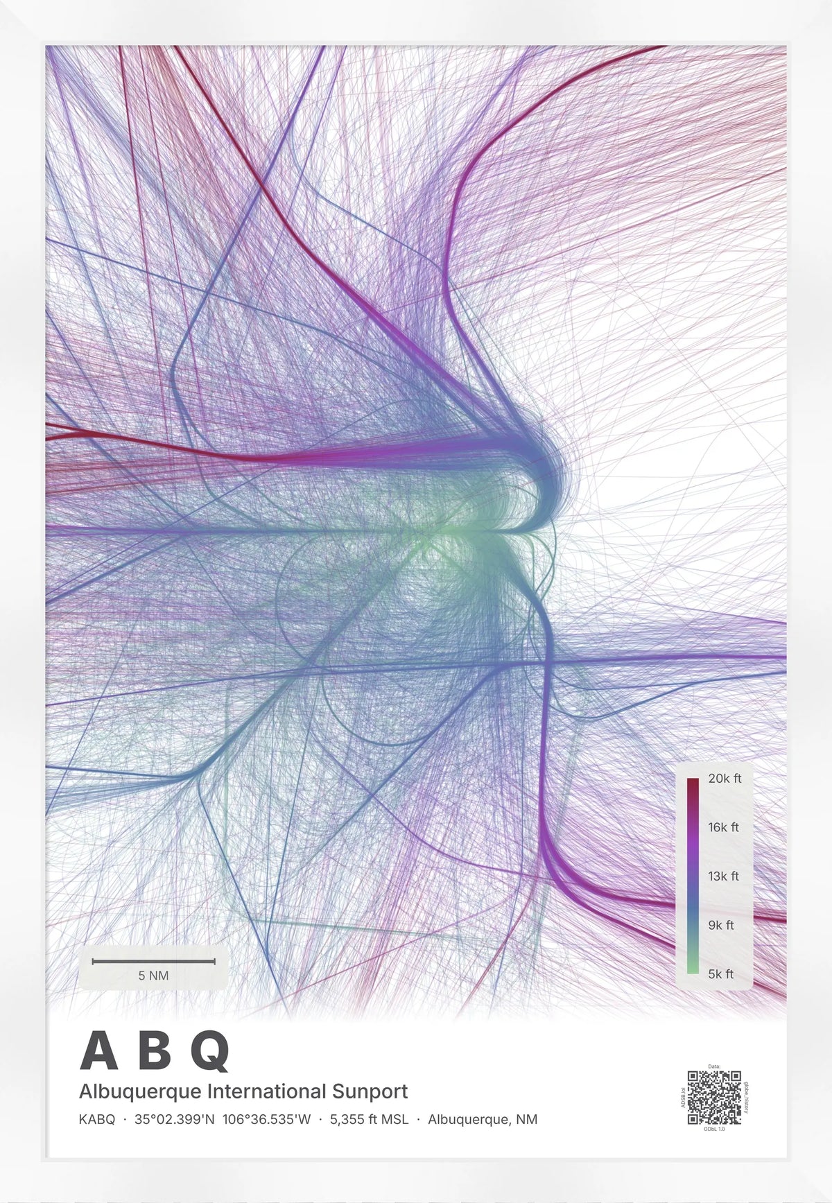 ABQ flight path map — Prism theme · Light [material:framed_white]