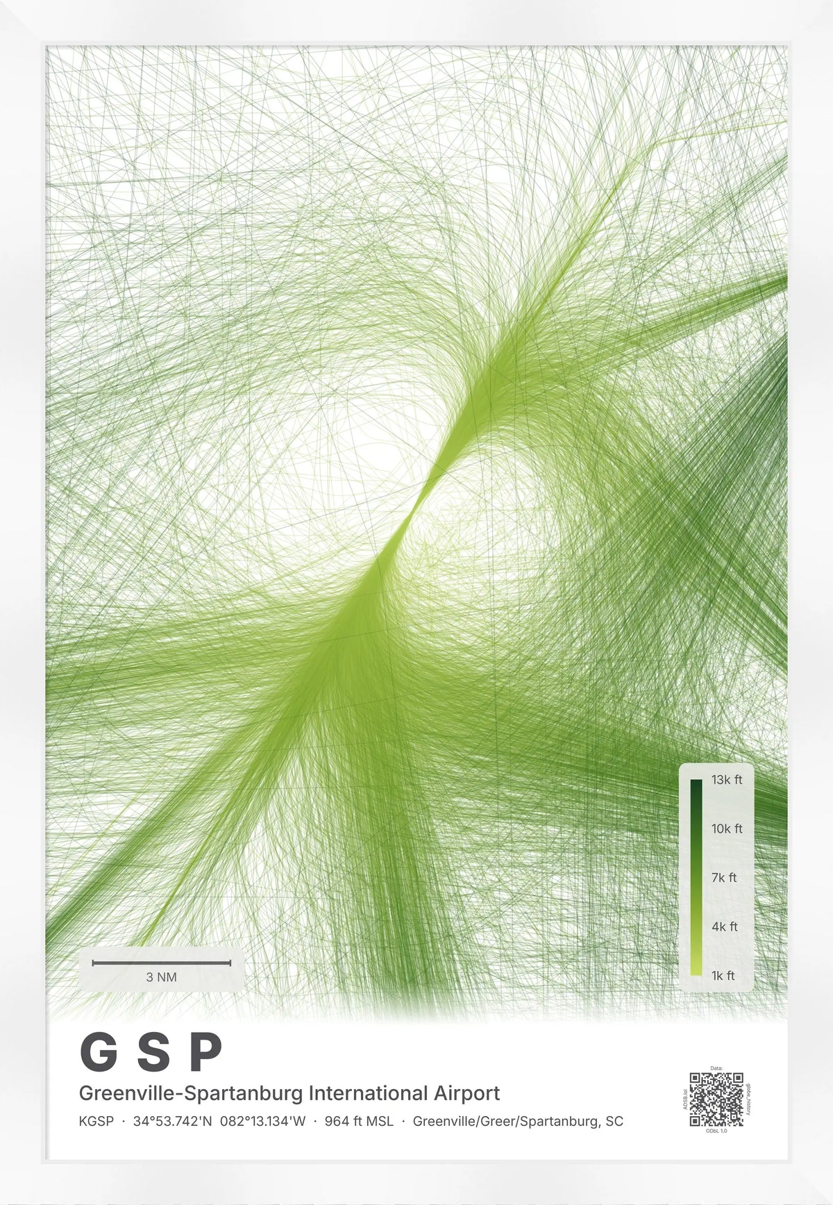 GSP flight path print — Citrus theme · Light [material:framed_white]