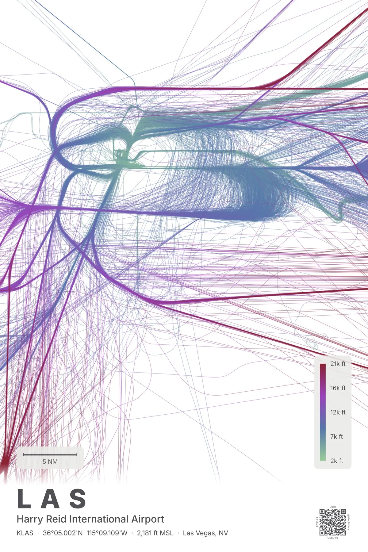 LAS flight path print — Prism theme · Light