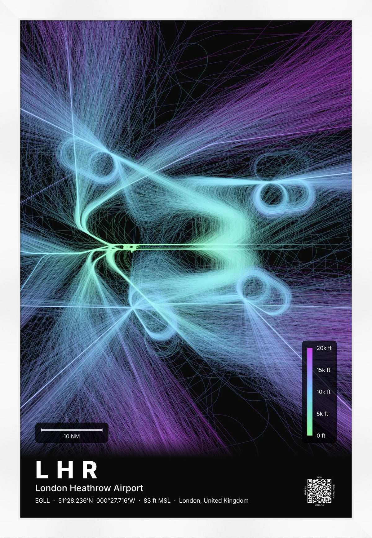 LHR flight path map — Prism theme · Dark [material:framed_white]