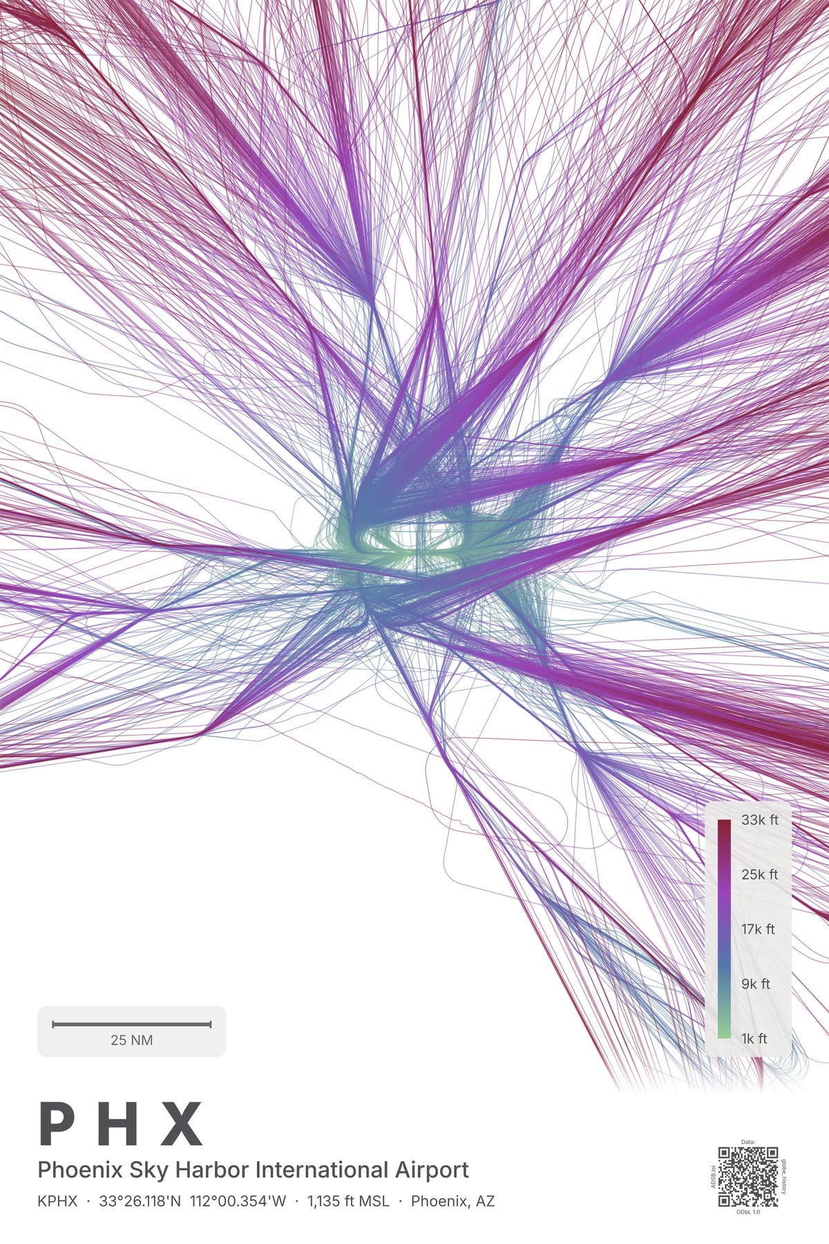 PHX flight path print — Prism theme · Light