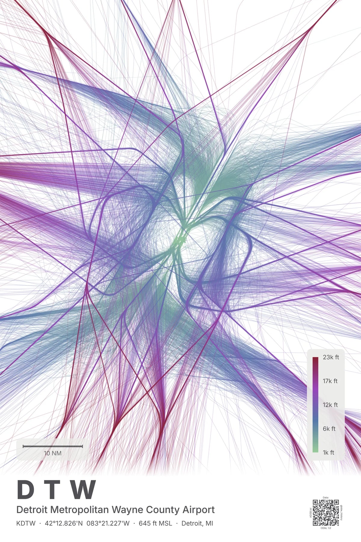 DTW flight path map — Prism theme · Light