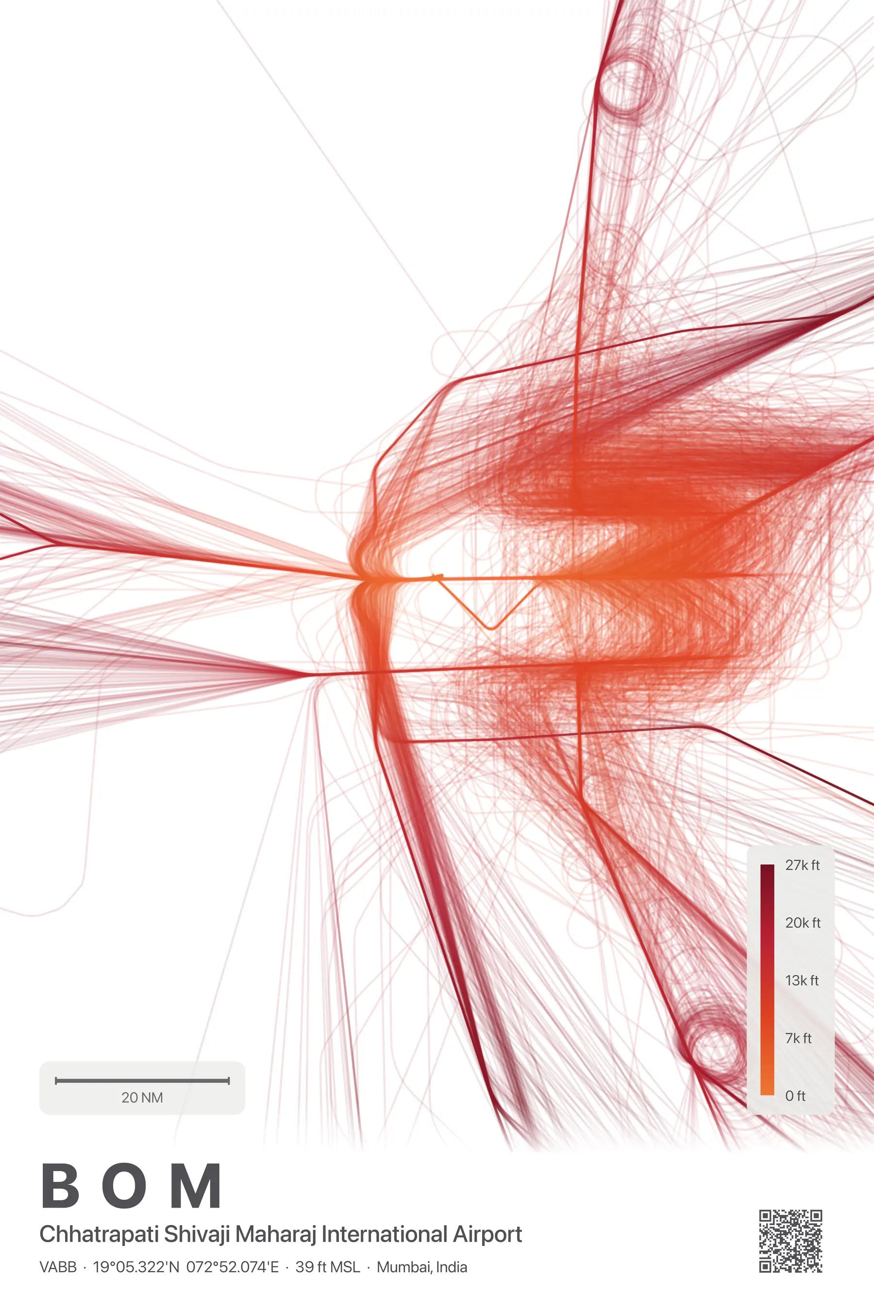 BOM flight path print — Inferno theme · Light