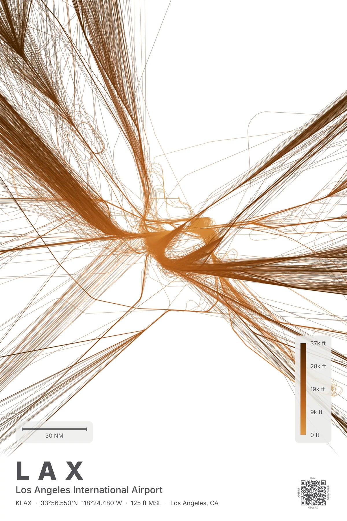 LAX flight path print — Solana theme · Light