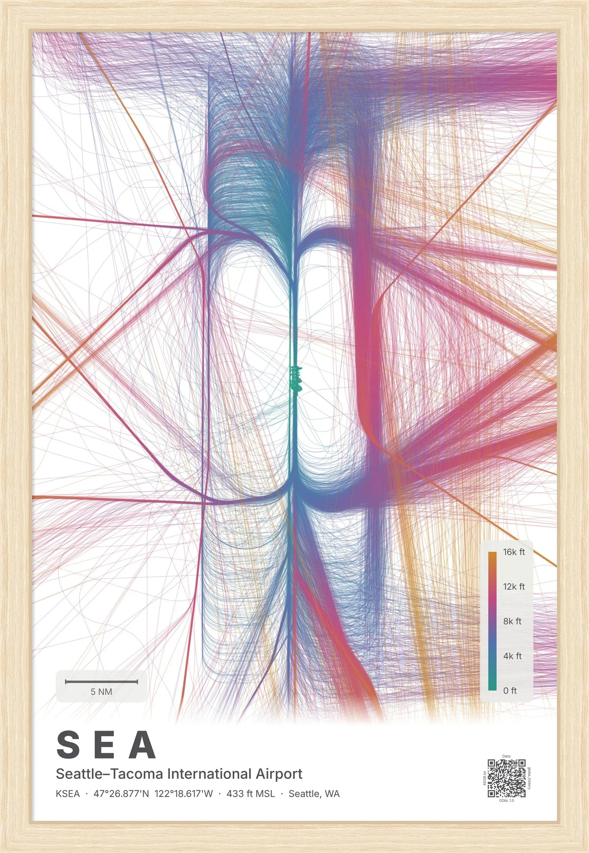 SEA flight path map — Aurora theme · Light [material:framed_natural]
