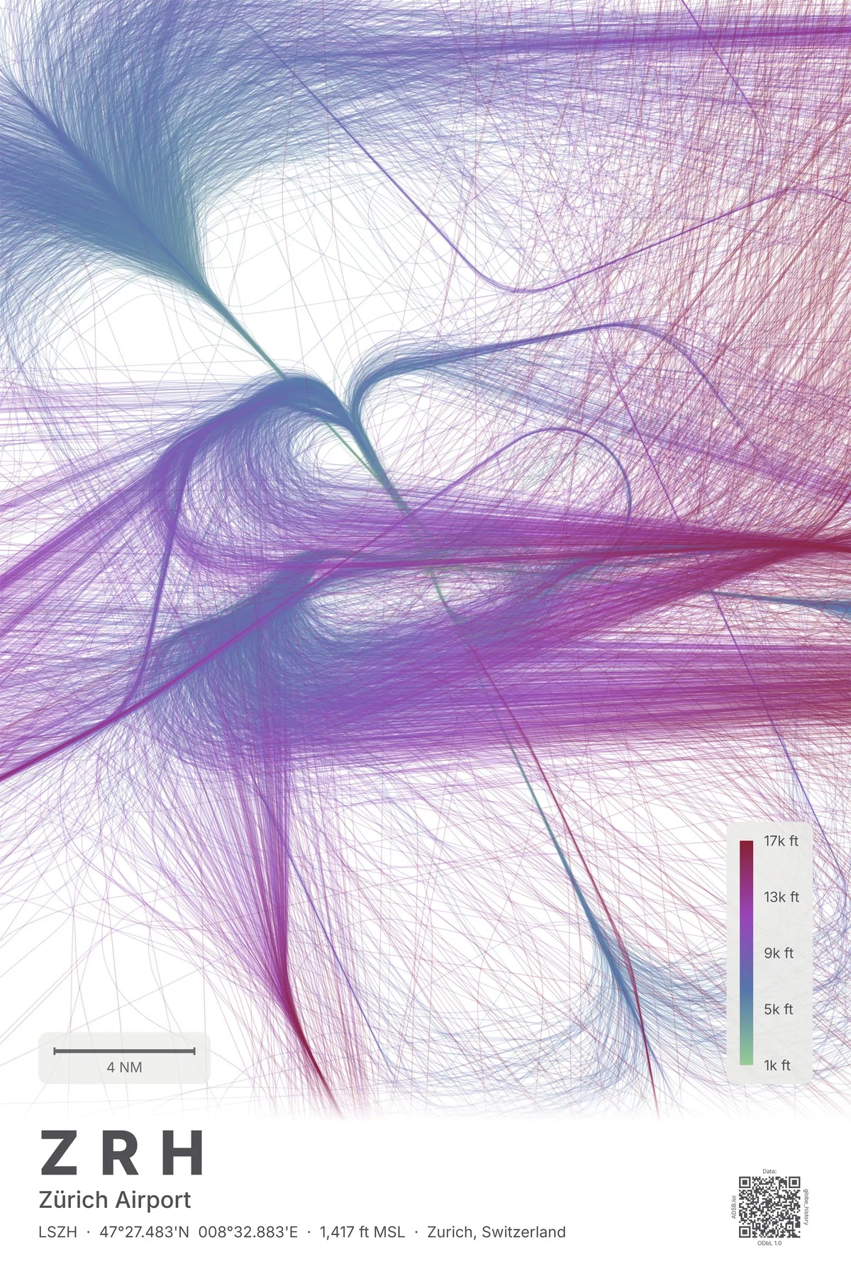 ZRH flight path map — Prism theme · Light