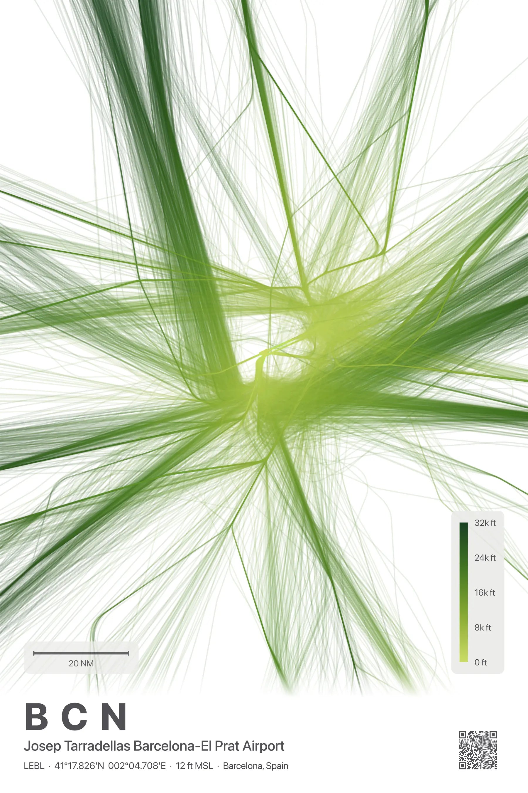 BCN flight path print — Citrus theme · Light