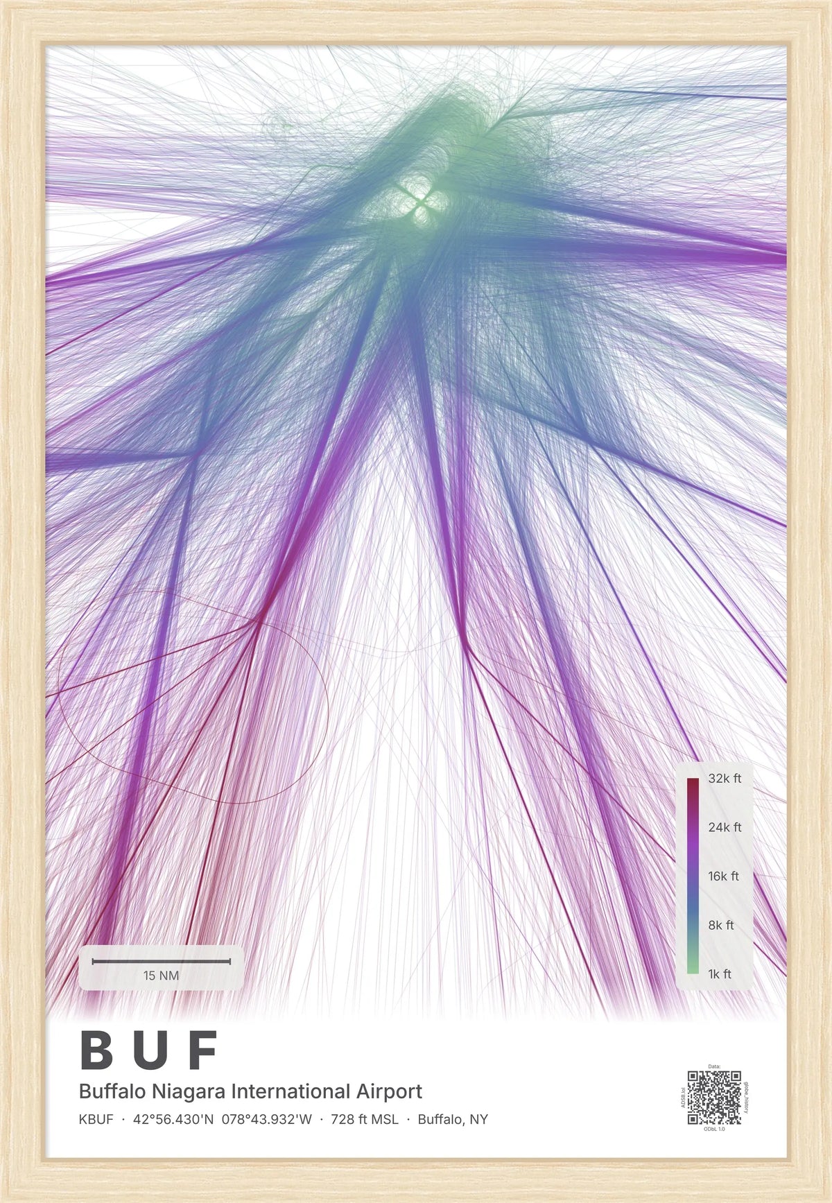 BUF flight path print — Prism theme · Light [material:framed_natural]