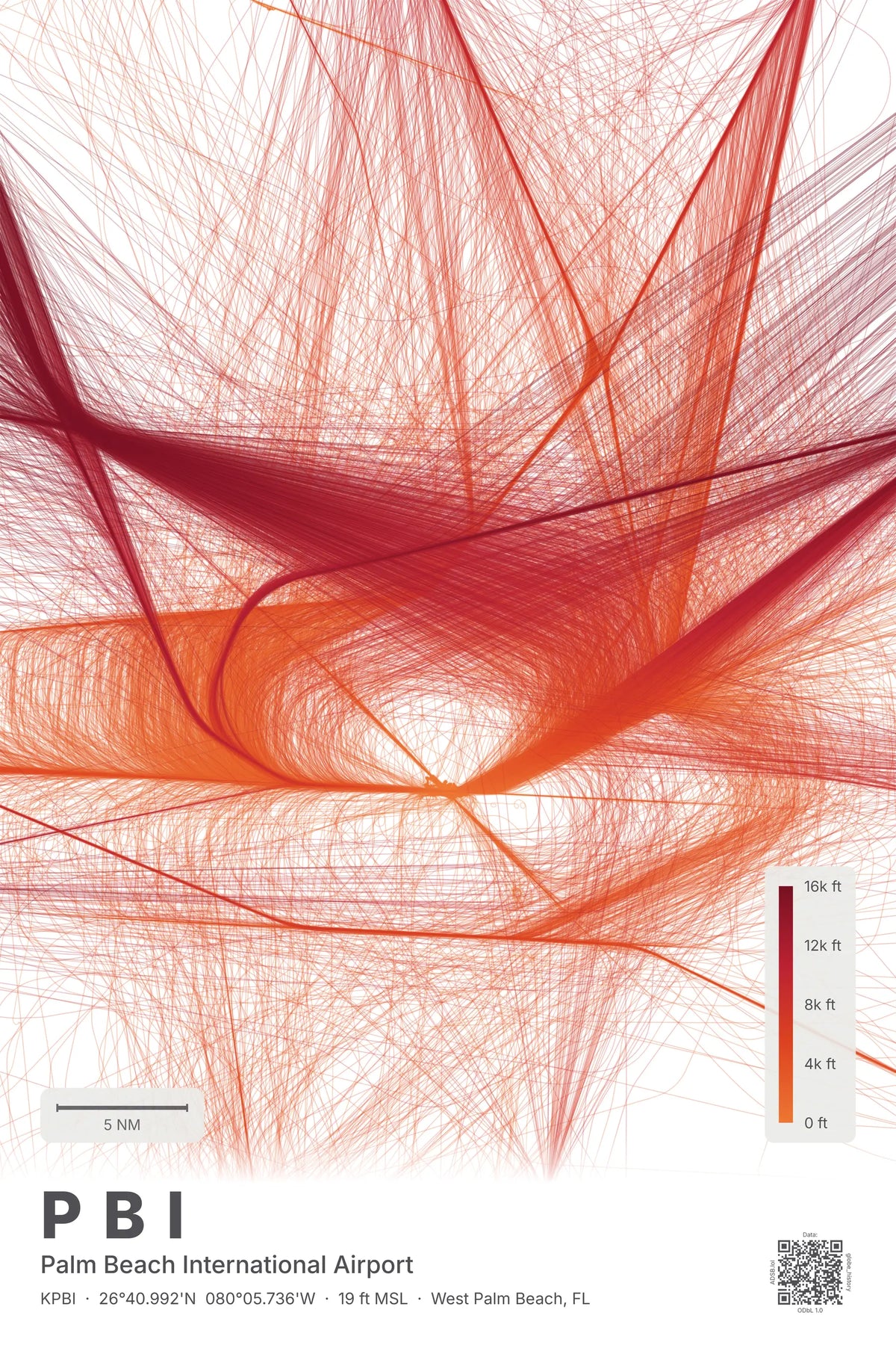 PBI flight path print — Inferno theme · Light