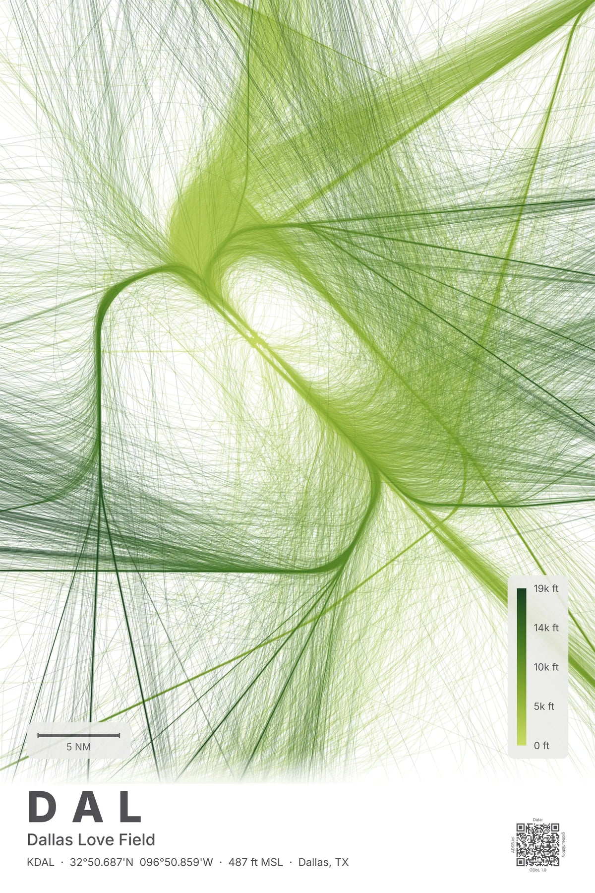 DAL flight path print — Citrus theme · Light