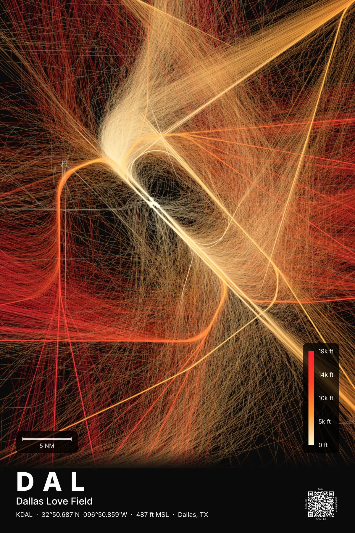 DAL flight path print — Inferno theme · Dark