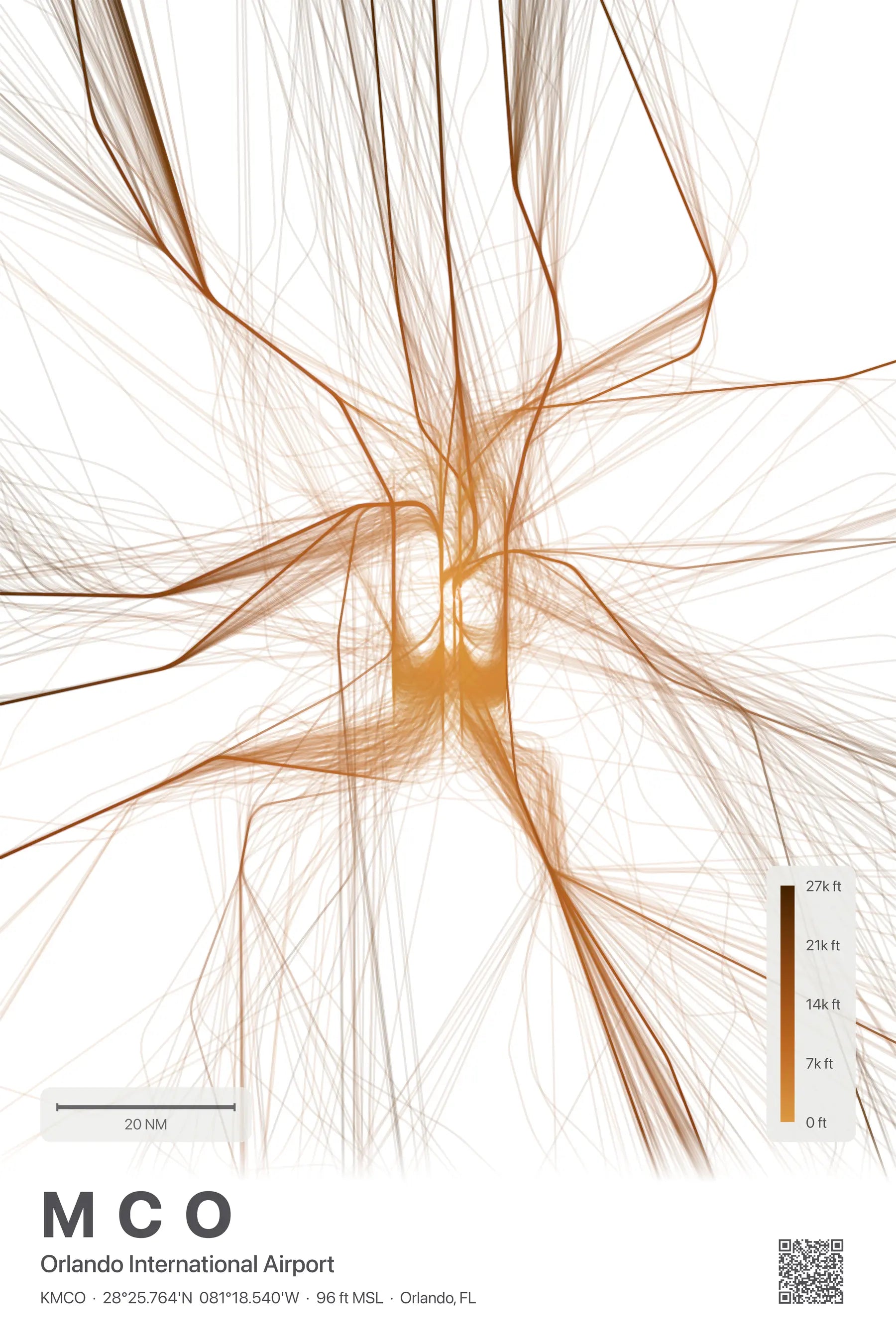 MCO flight path print — Solana theme · Light
