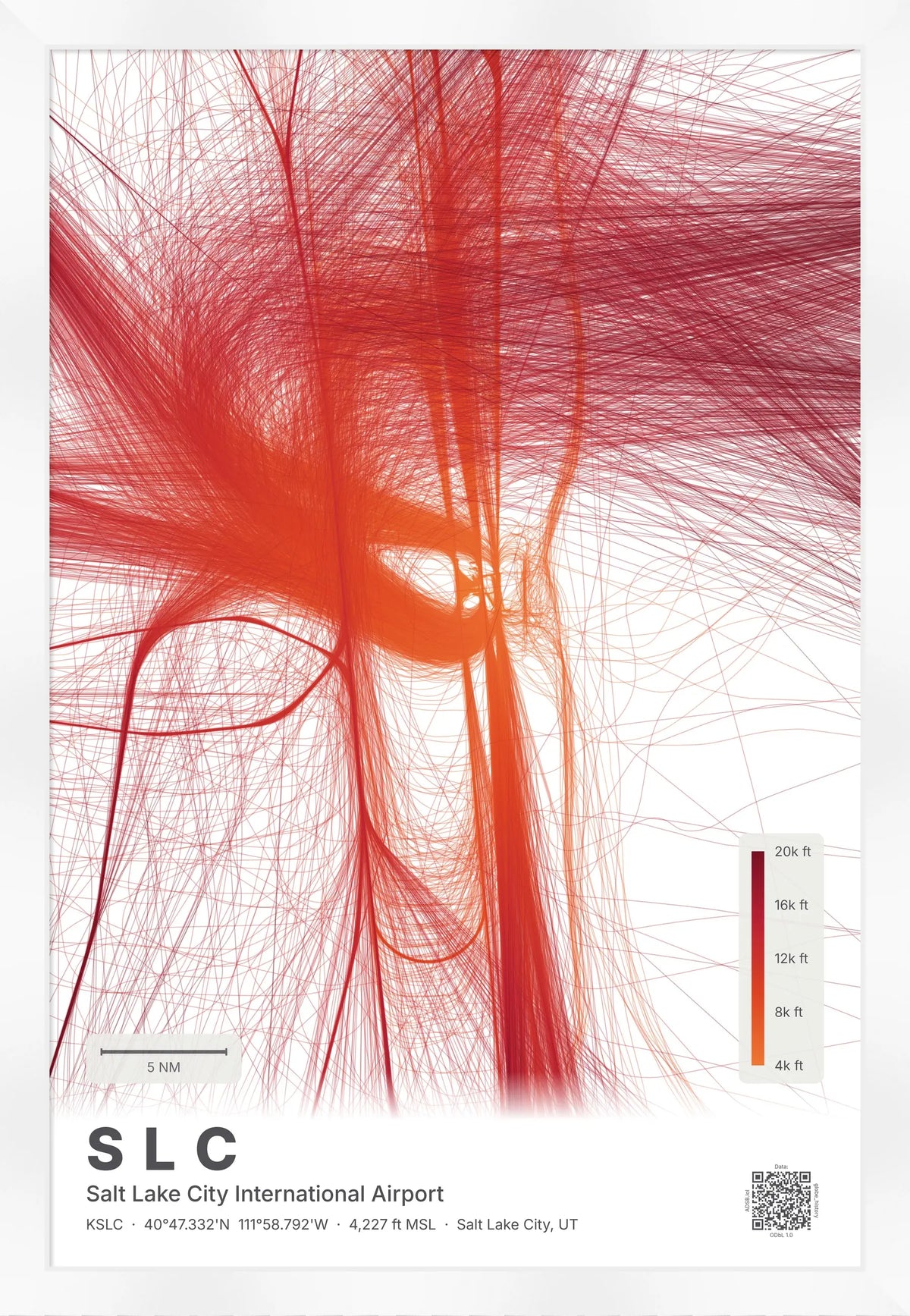 SLC flight path print — Inferno theme · Light [material:framed_white]