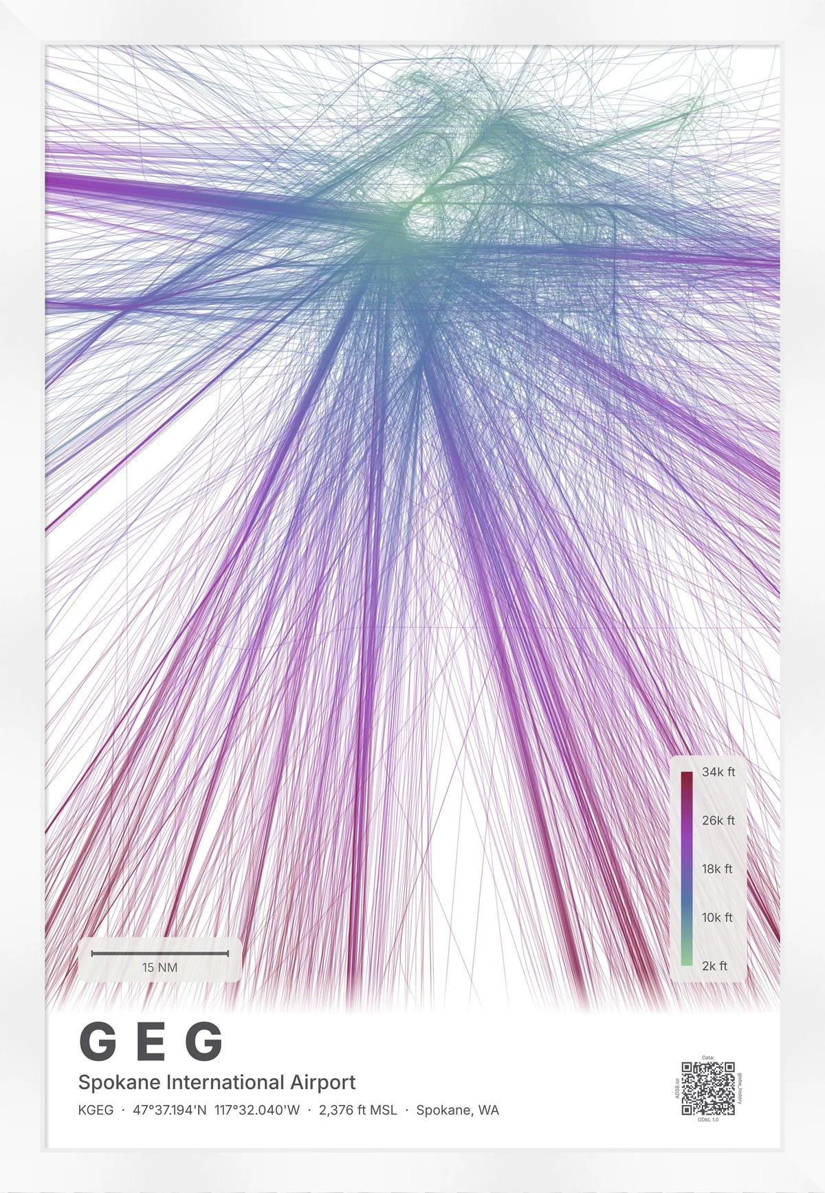GEG flight path print — Prism theme · Light [material:framed_white]