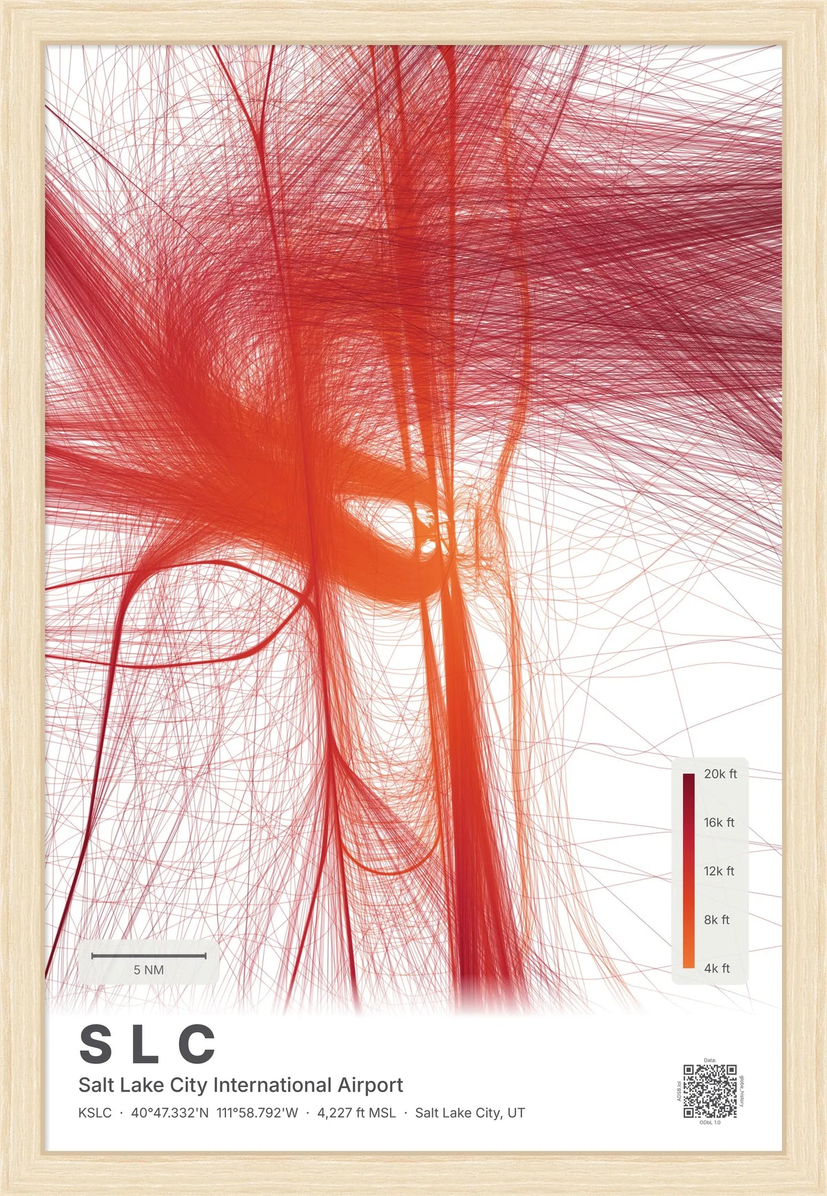 SLC flight path print — Inferno theme · Light [material:framed_natural]