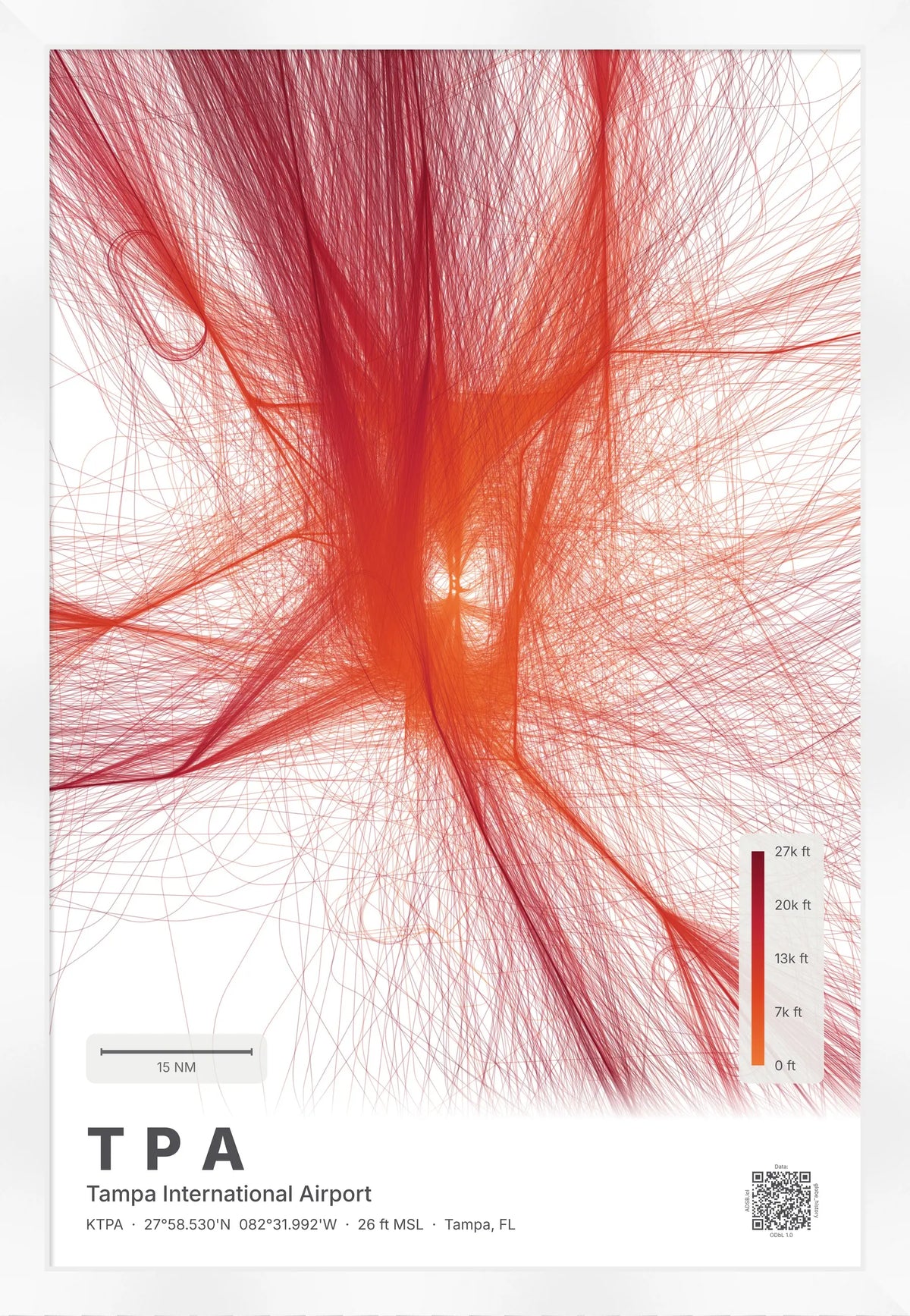 TPA flight path print — Inferno theme · Light [material:framed_white]