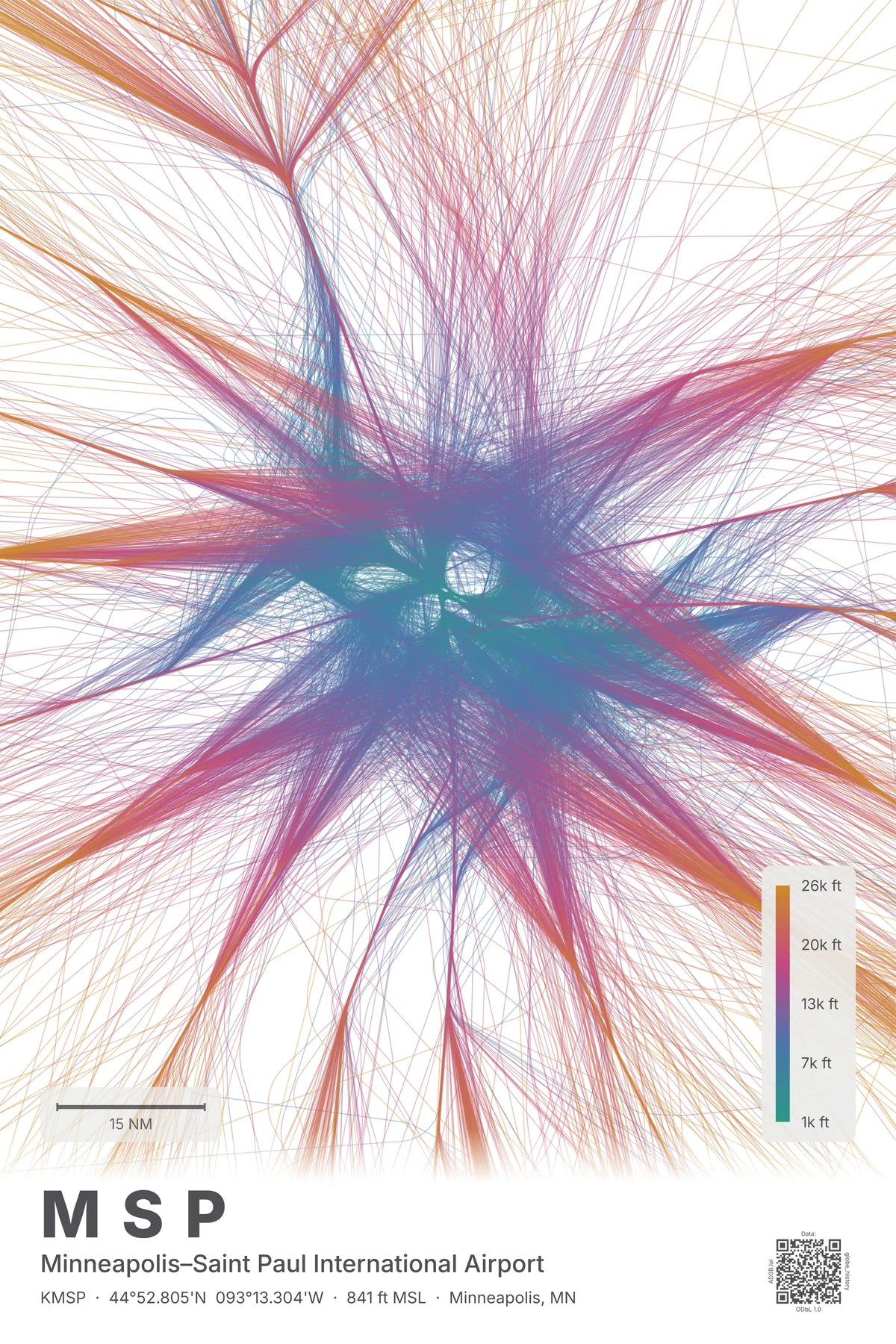 MSP flight path print — Aurora theme · Light