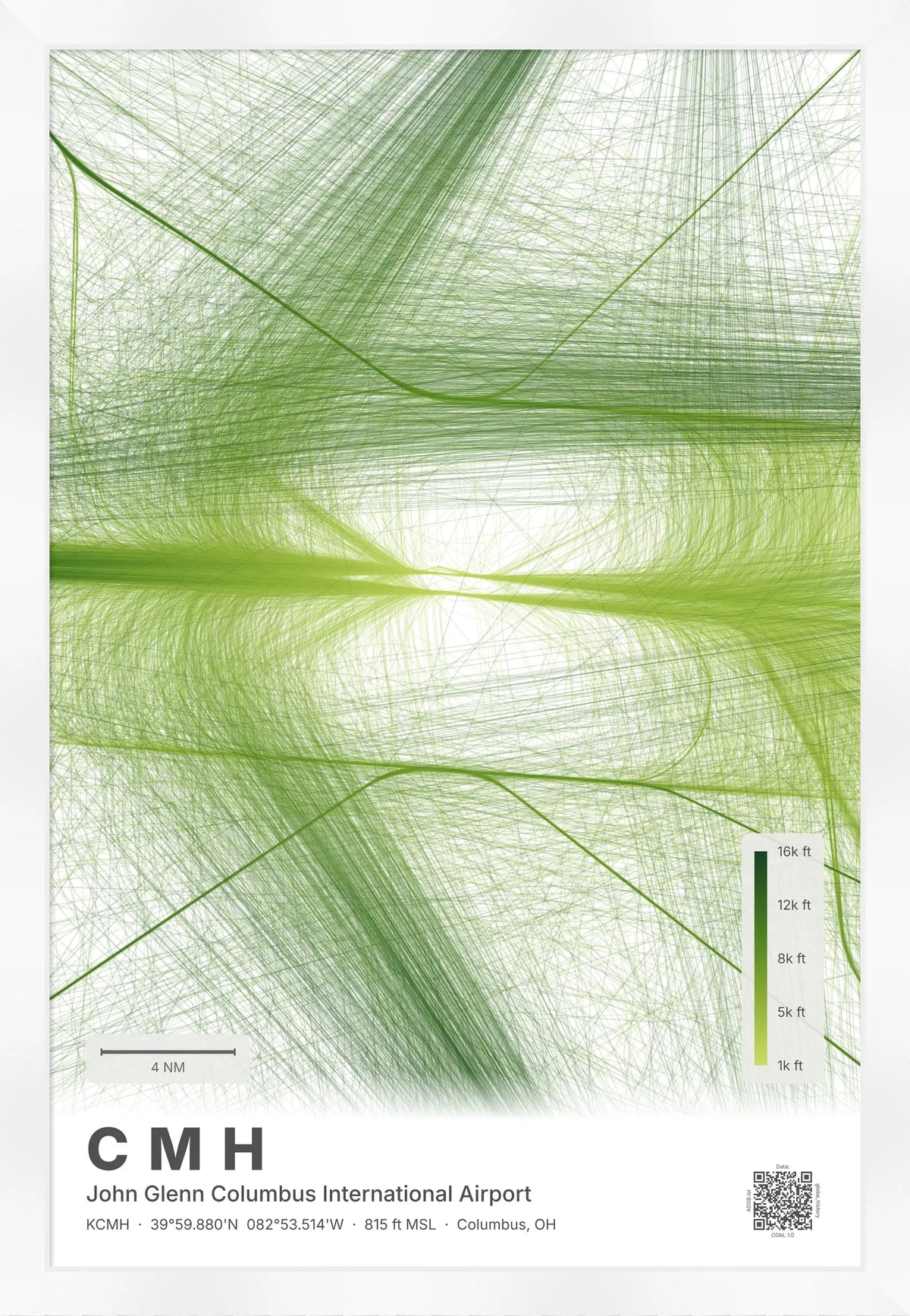 CMH flight path print — Citrus theme · Light [material:framed_white]