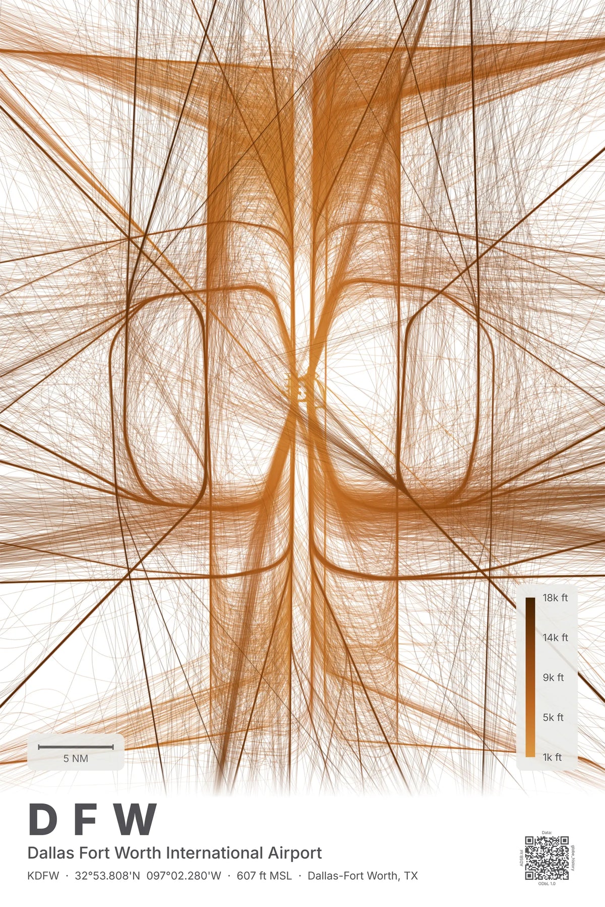 DFW flight path map — Solana theme · Light