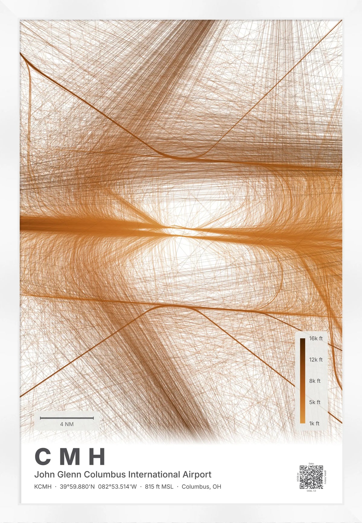 CMH flight path print — Solana theme · Light [material:framed_white]