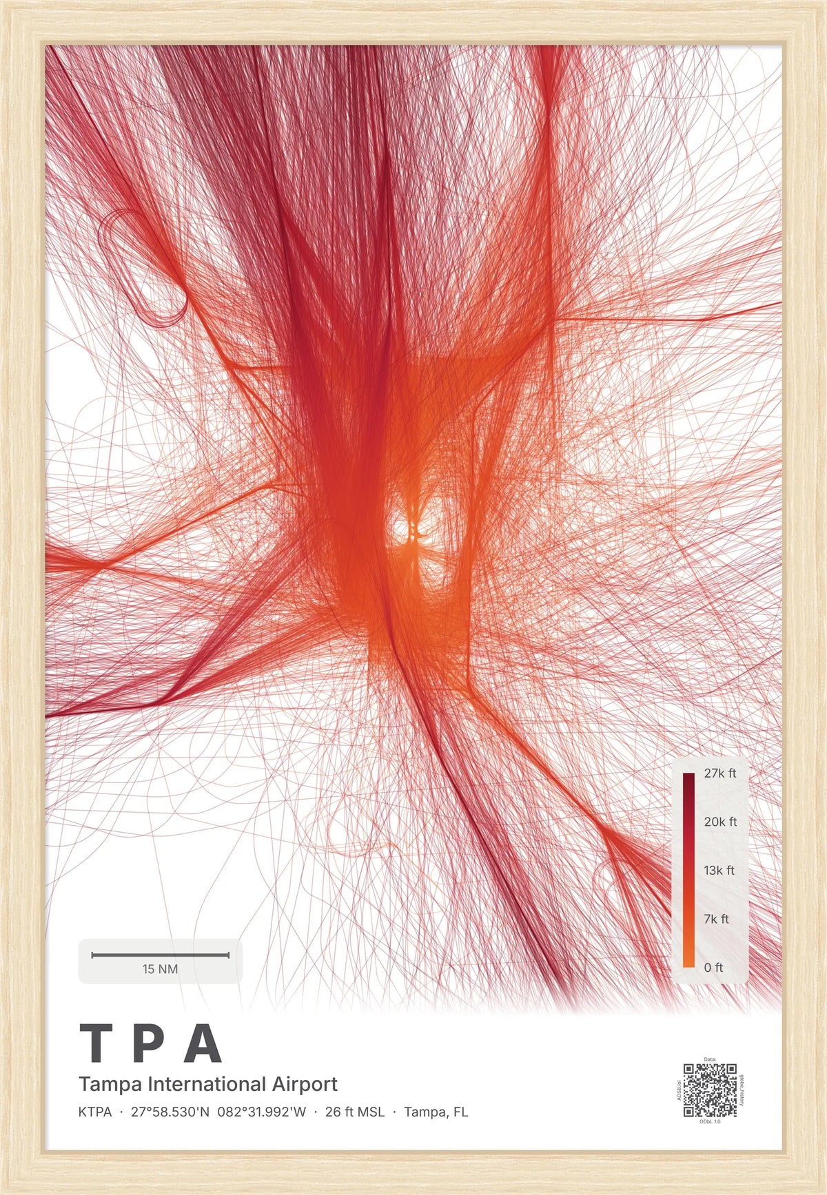 TPA flight path print — Inferno theme · Light [material:framed_natural]