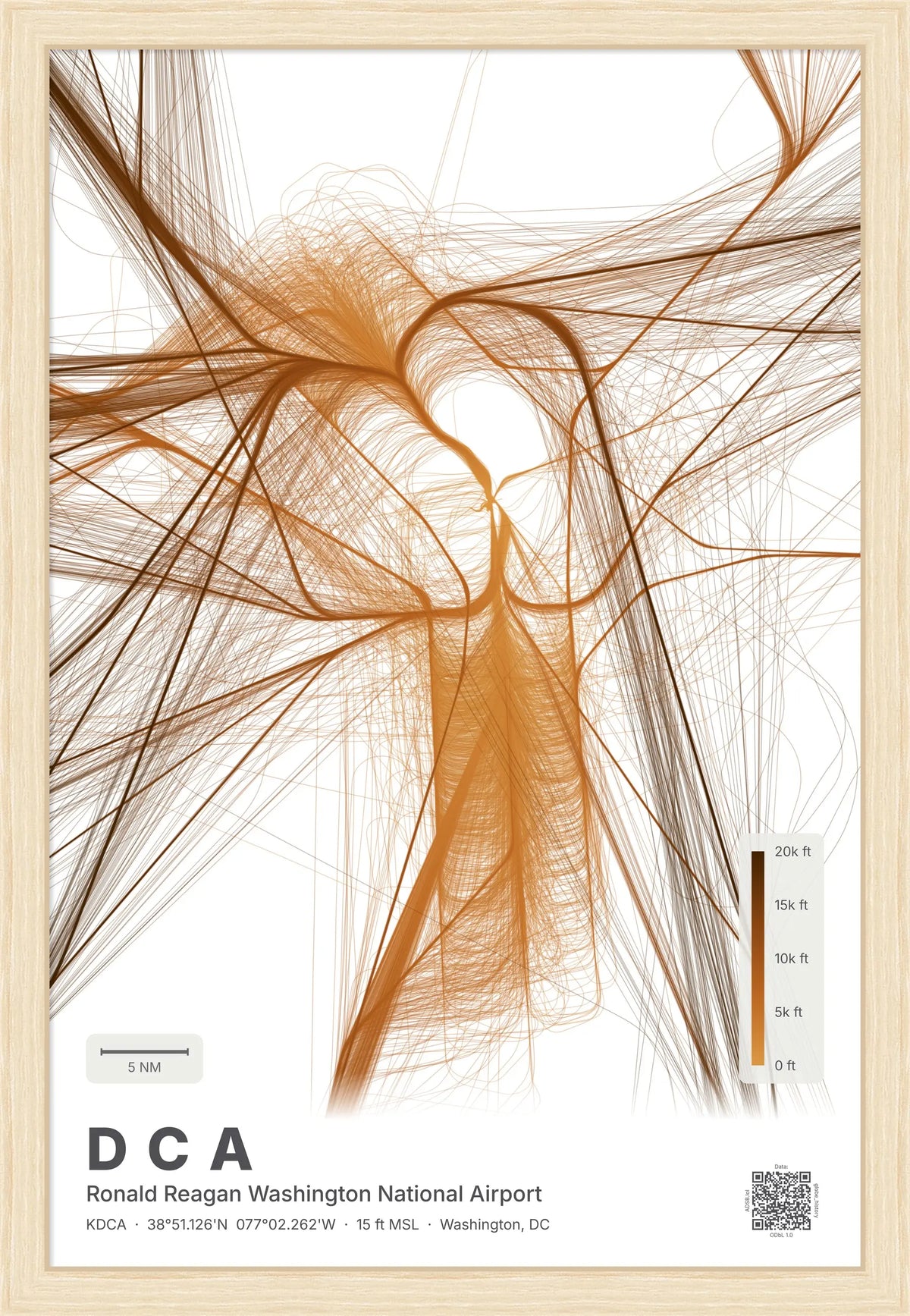 DCA flight path print — Solana theme · Light [material:framed_natural]
