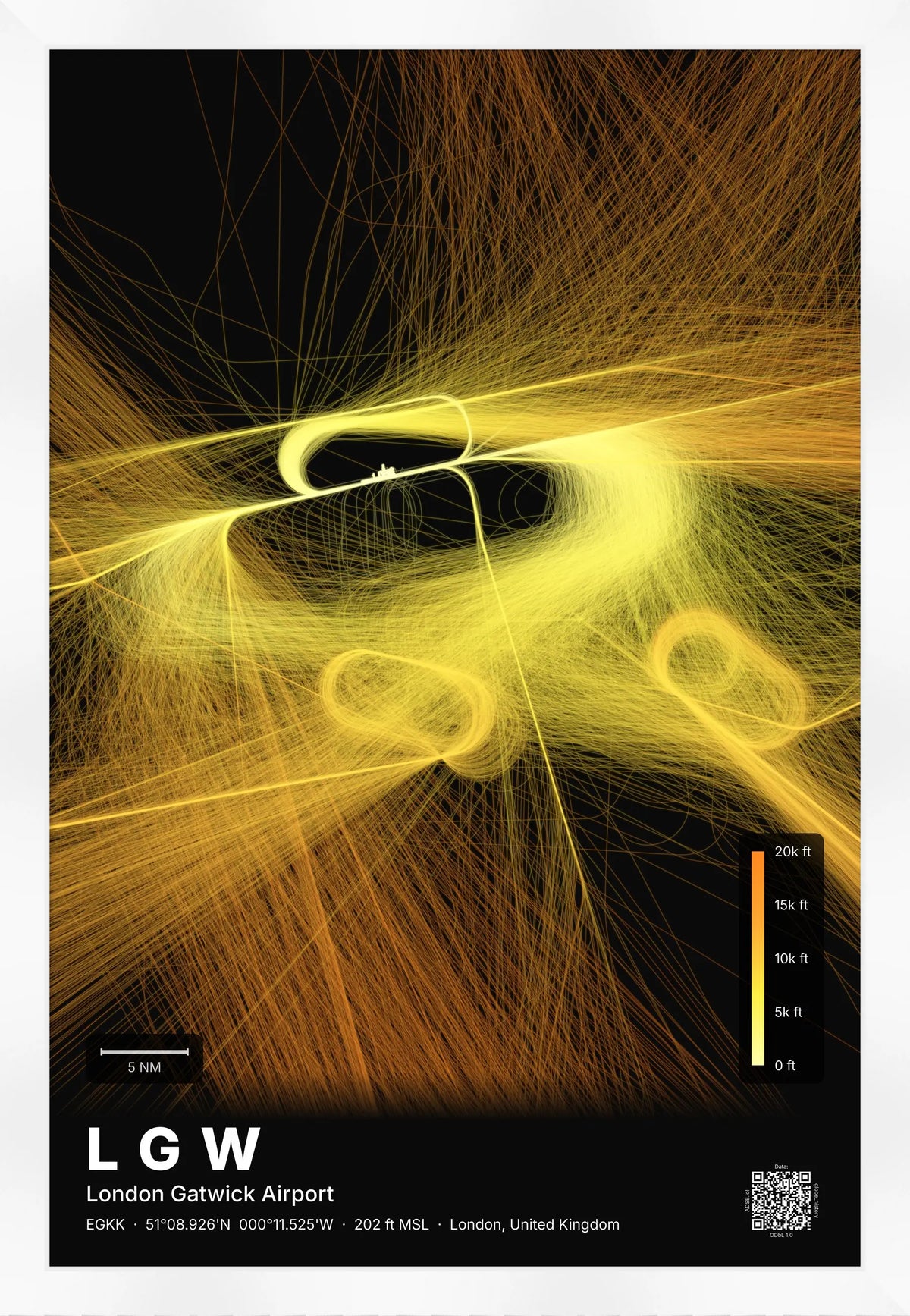 LGW flight path map — Solana theme · Dark [material:framed_white]