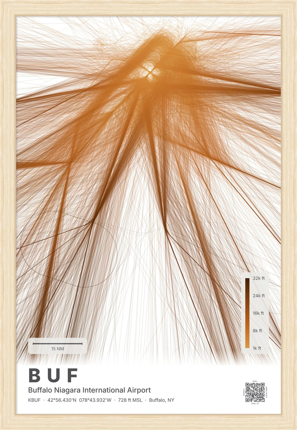 BUF flight path print — Solana theme · Light [material:framed_natural]