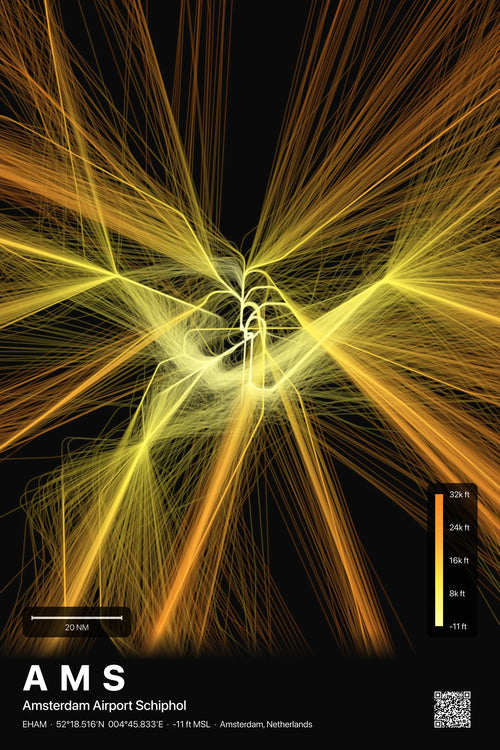 AMS flight path print — Solana theme · Dark
