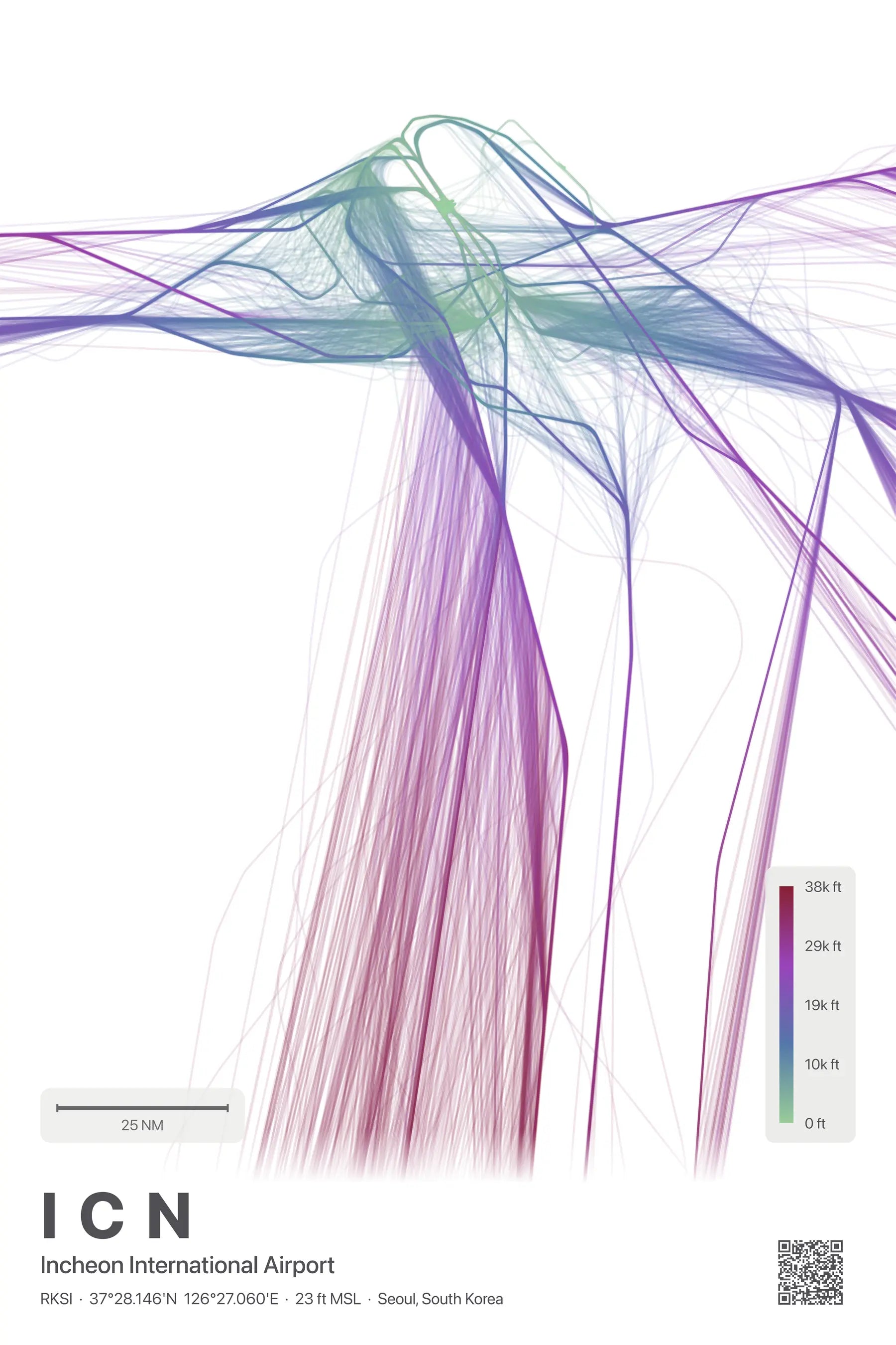 ICN flight path print — Prism theme · Light