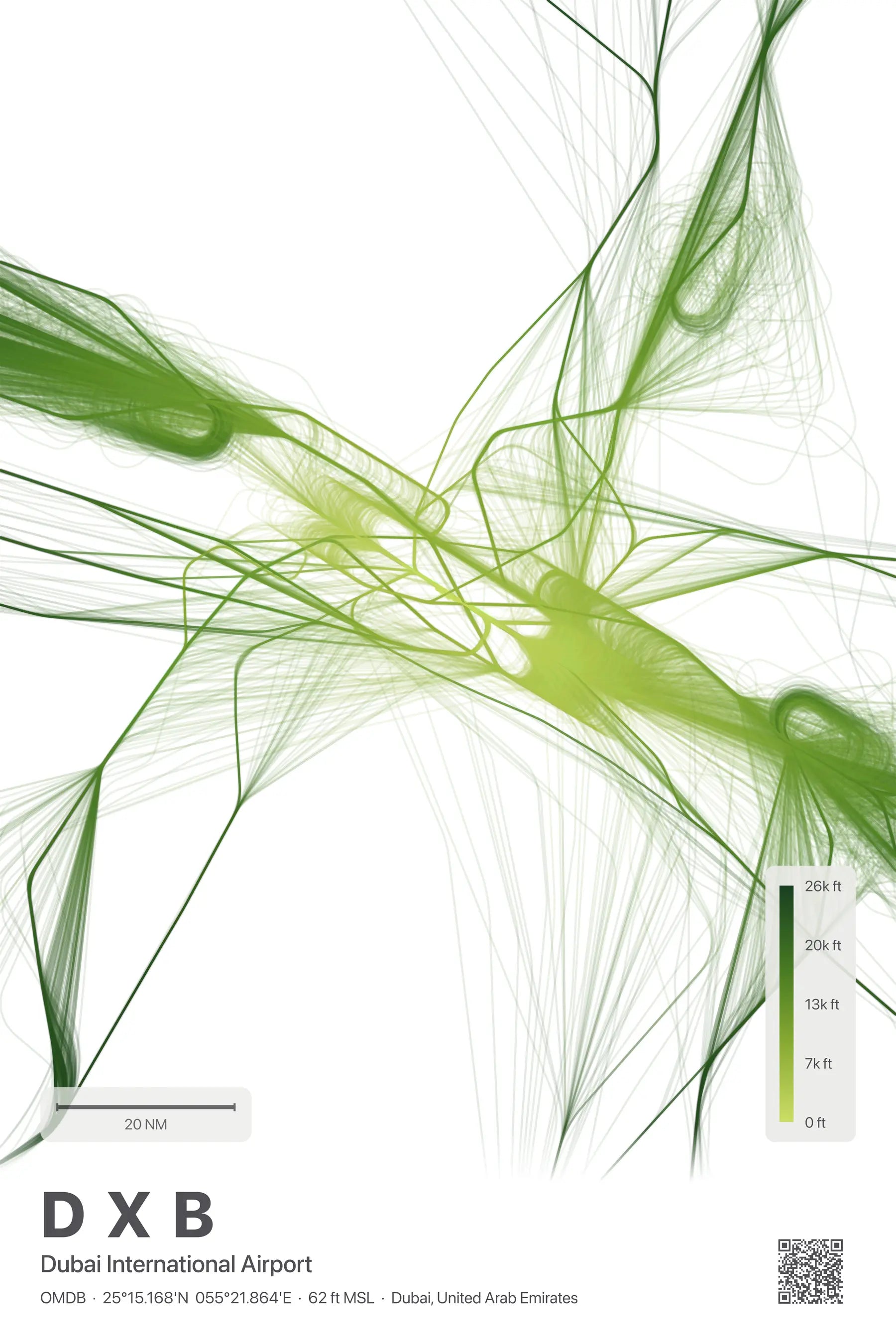 DXB flight path print — Citrus theme · Light