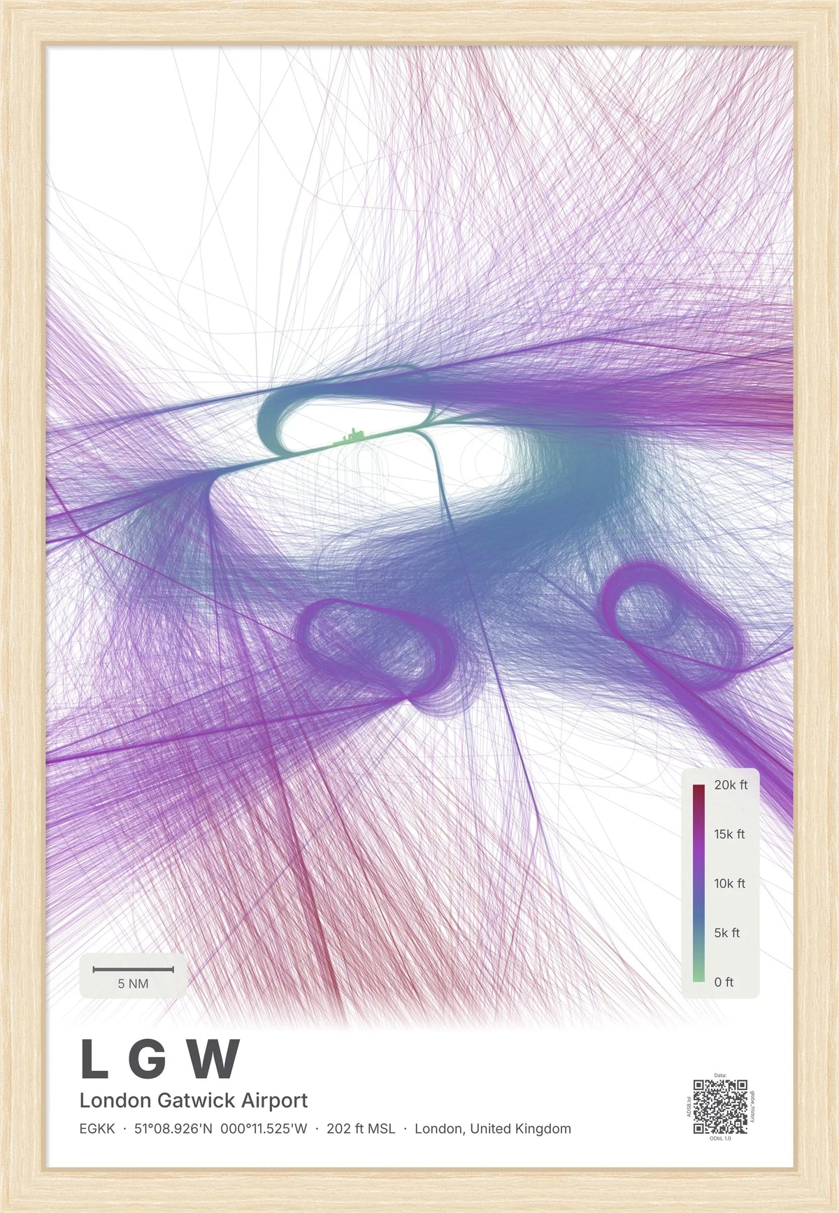 LGW flight path map — Prism theme · Light [material:framed_natural]