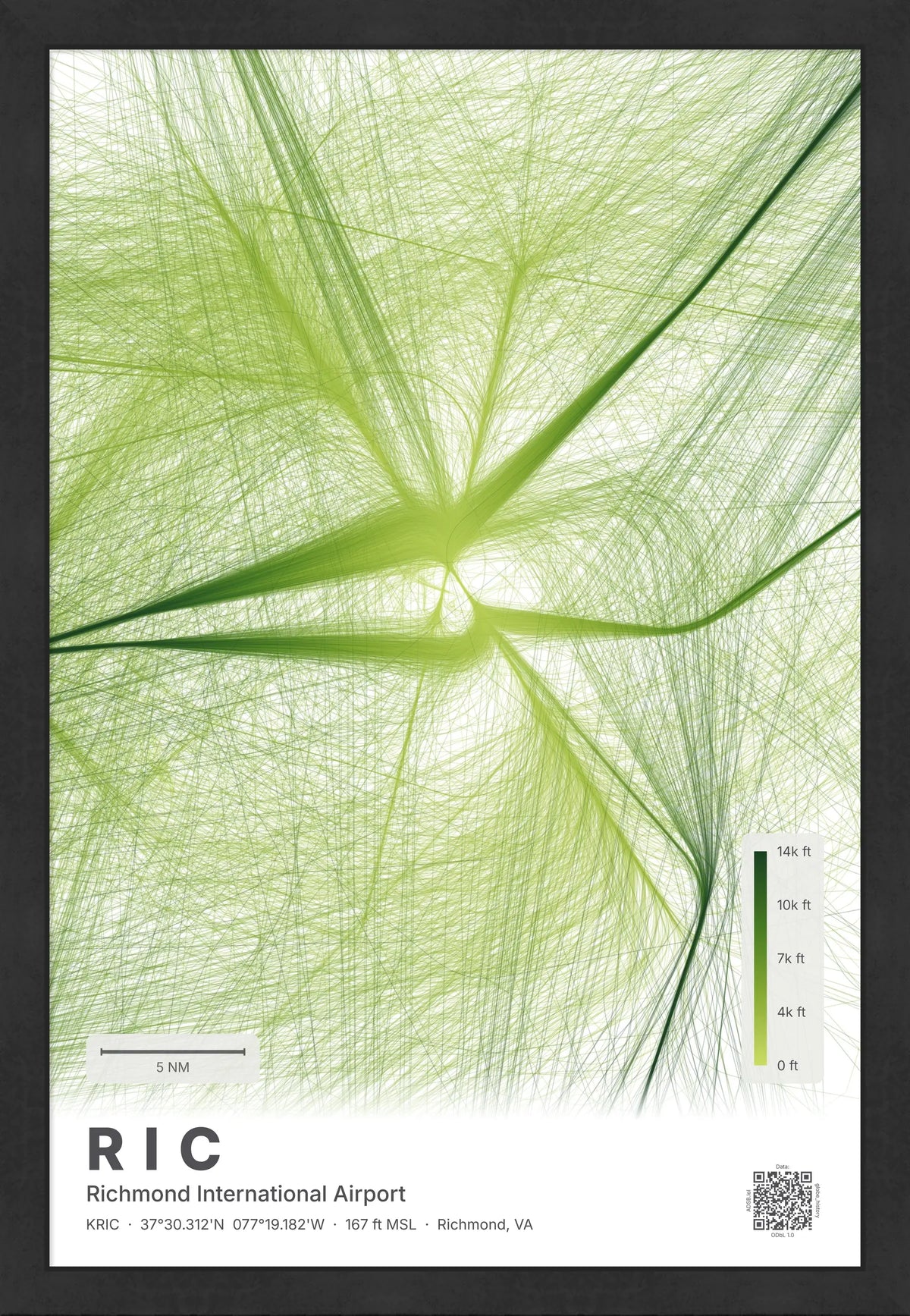 RIC flight path print — Citrus theme · Light [material:framed_black]