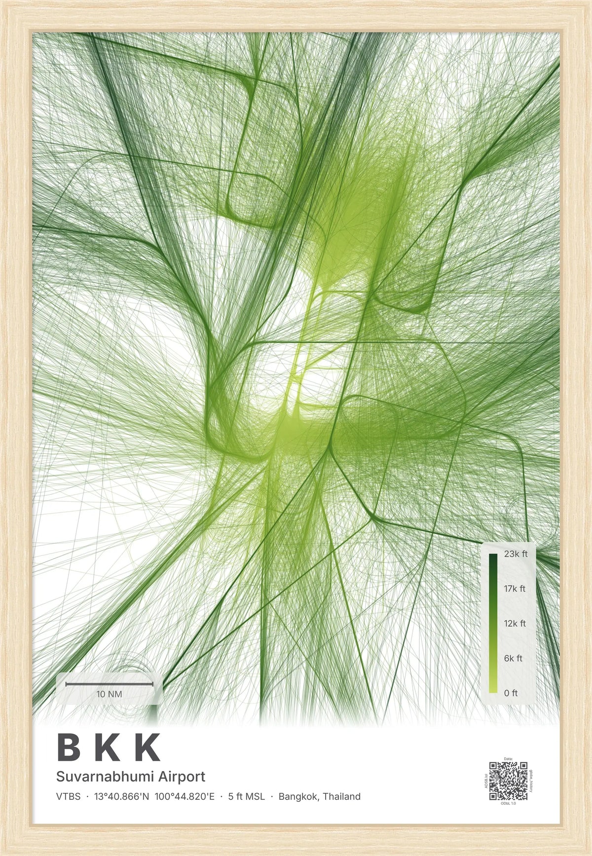 BKK flight path map — Citrus theme · Light [material:framed_natural]