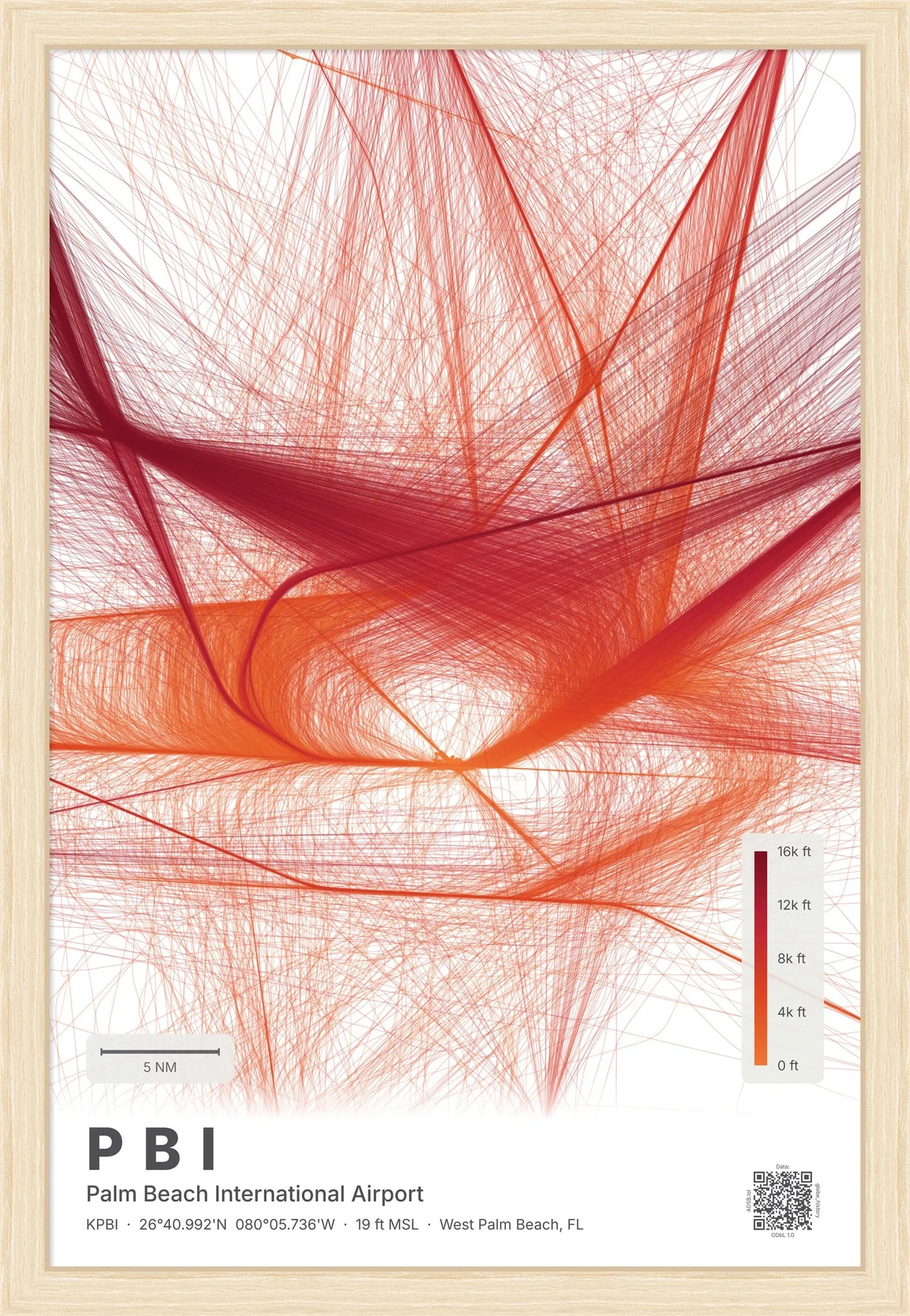 PBI flight path print — Inferno theme · Light [material:framed_natural]