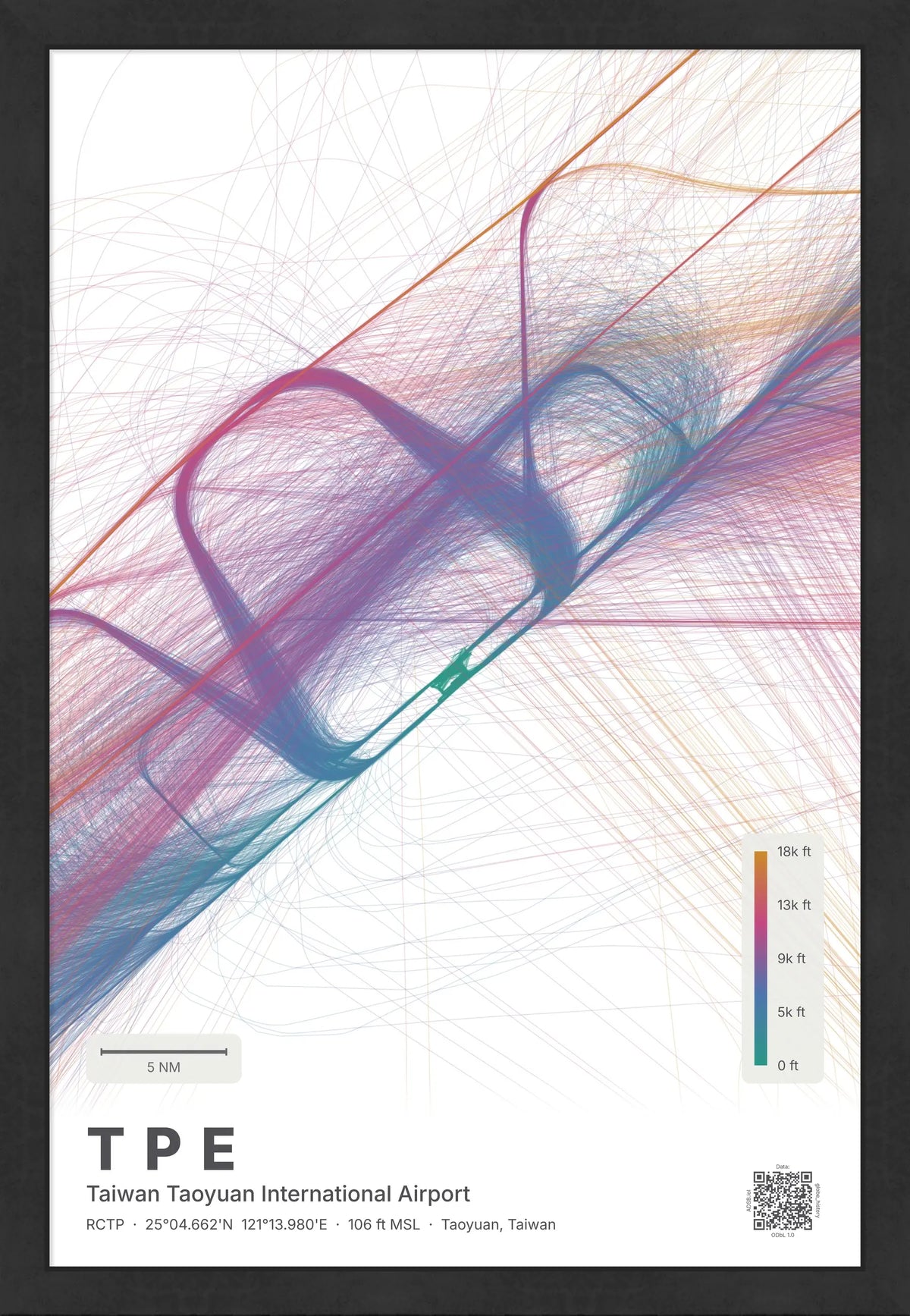 TPE flight path map — Aurora theme · Light [material:framed_black]