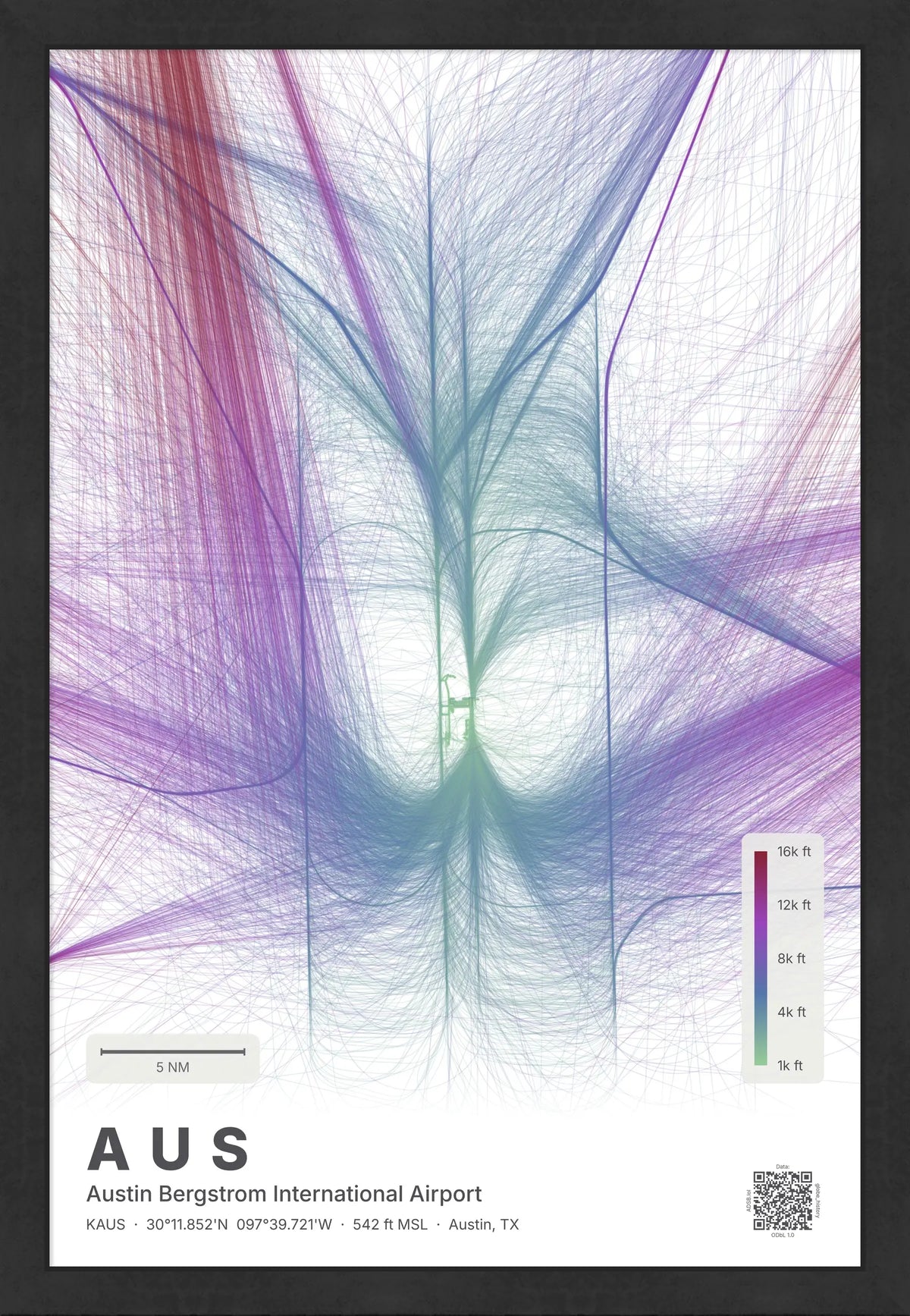 AUS flight path print — Prism theme · Light [material:framed_black]