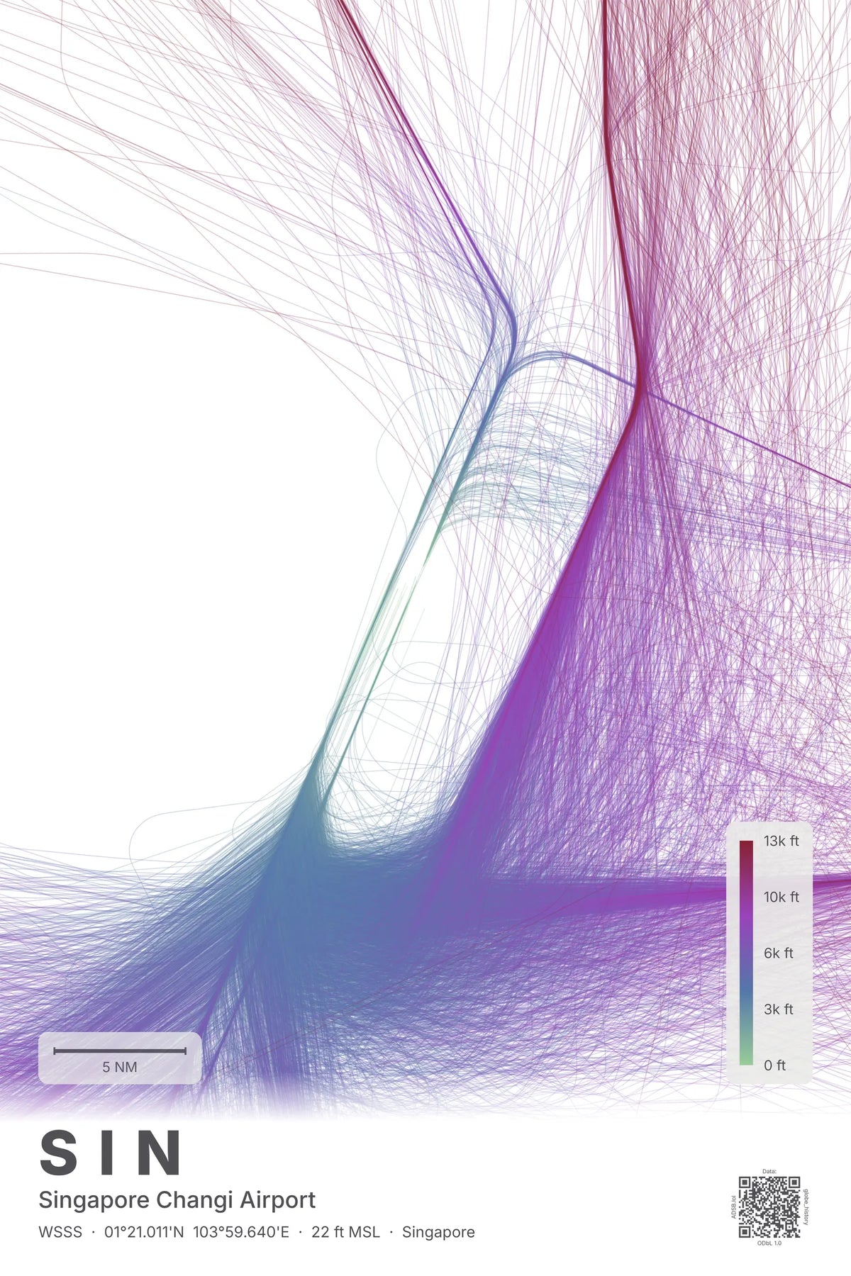 SIN flight path map — Prism theme · Light