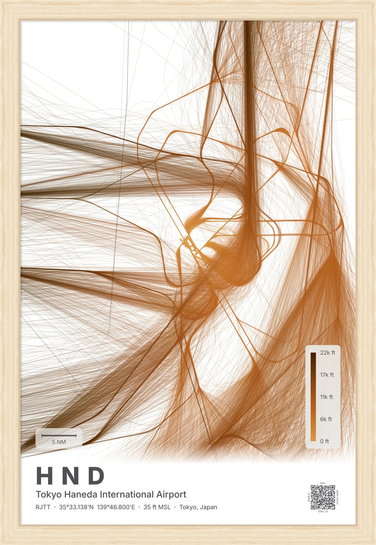 HND flight path map — Solana theme · Light [material:framed_natural]