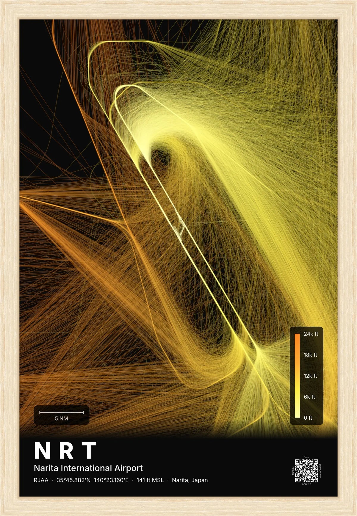 NRT flight path map — Solana theme · Dark [material:framed_natural]