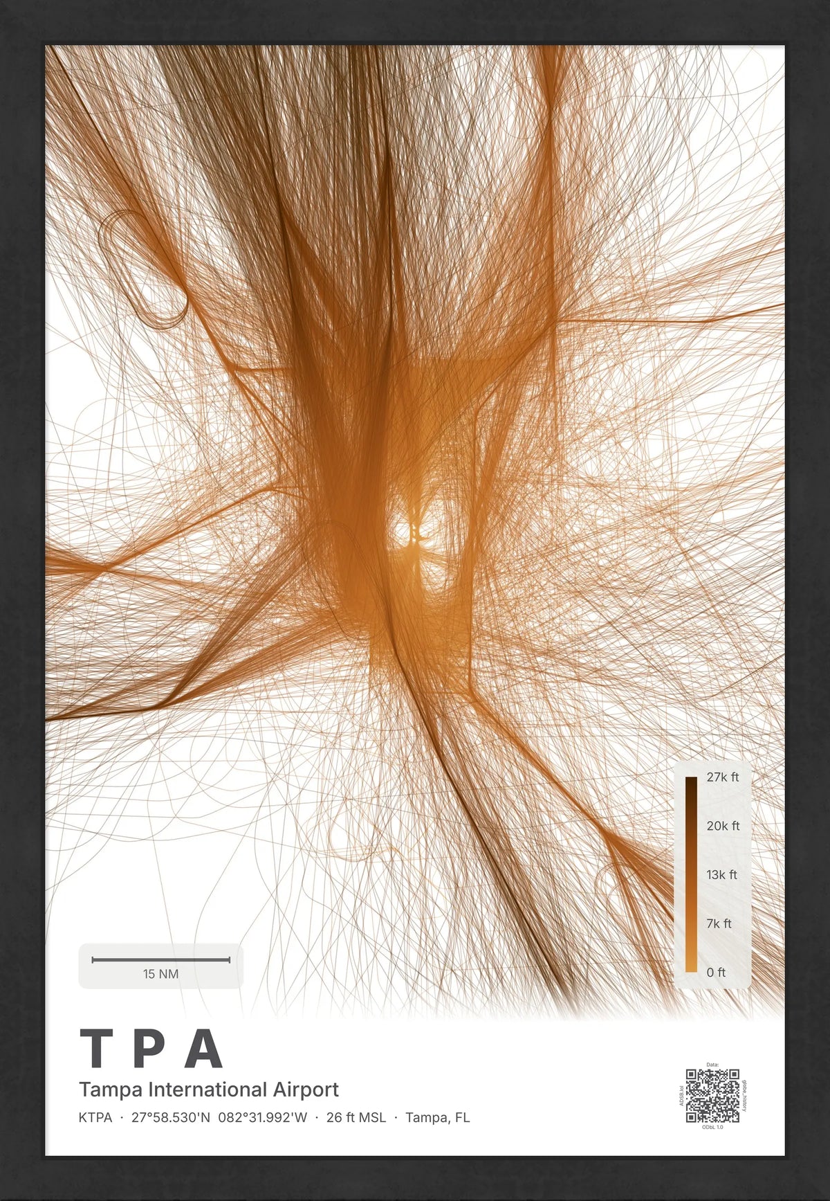 TPA flight path print — Solana theme · Light [material:framed_black]