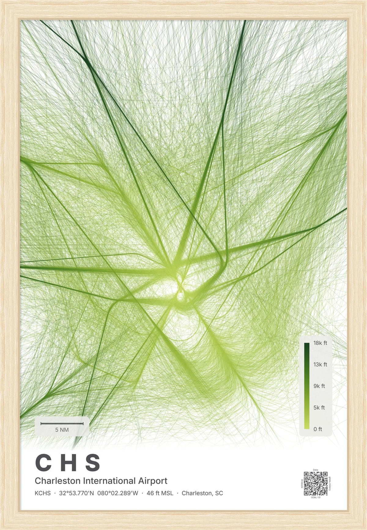 CHS flight path print — Citrus theme · Light [material:framed_natural]