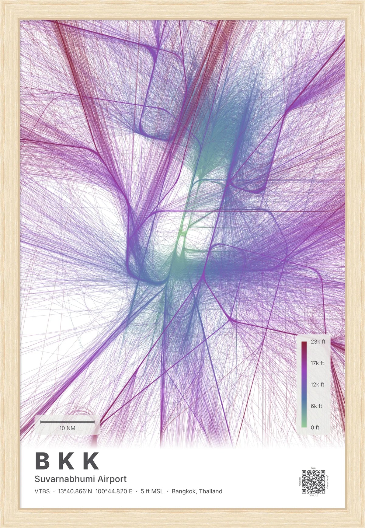BKK flight path map — Prism theme · Light [material:framed_natural]