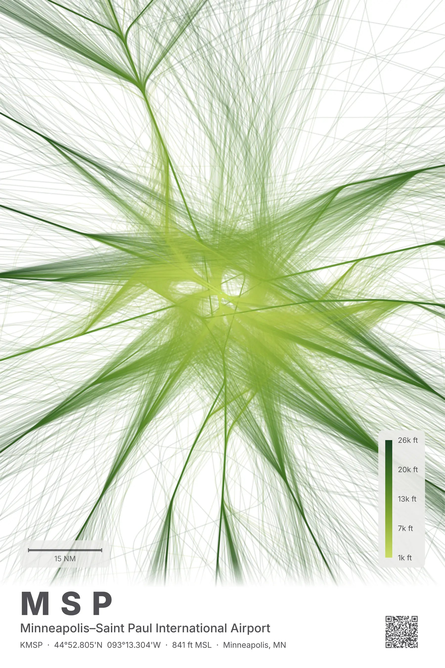 MSP flight path print — Citrus theme · Light